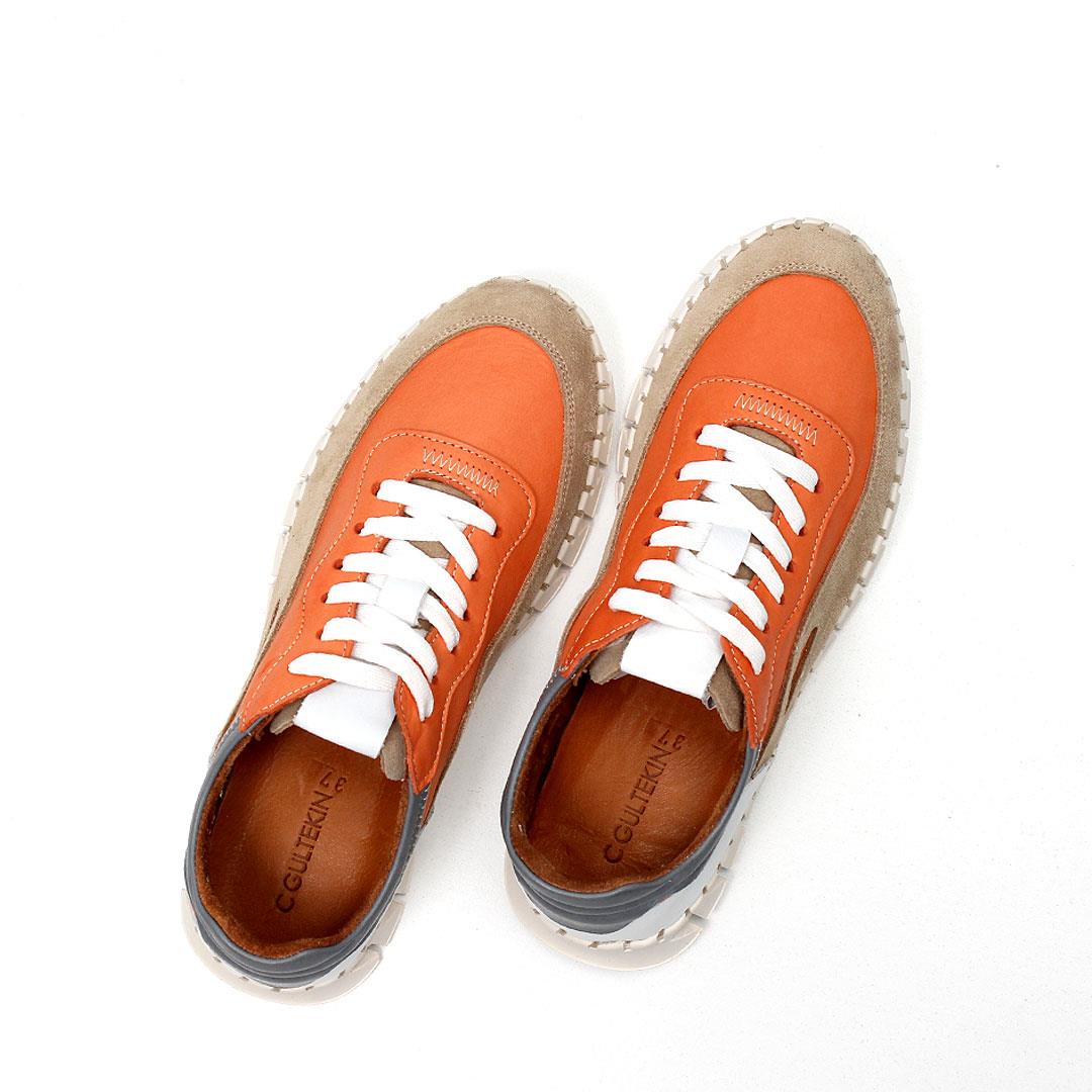 Celal Gültekin Turuncu Kadın Süet Deri Sneakers 748 31407-20450