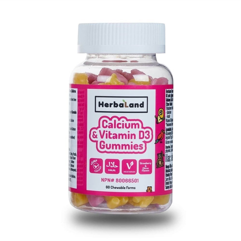 HerbaLand Gummies Kalsiyum ve Vitamin D3 60 Çiğnenebilir Form