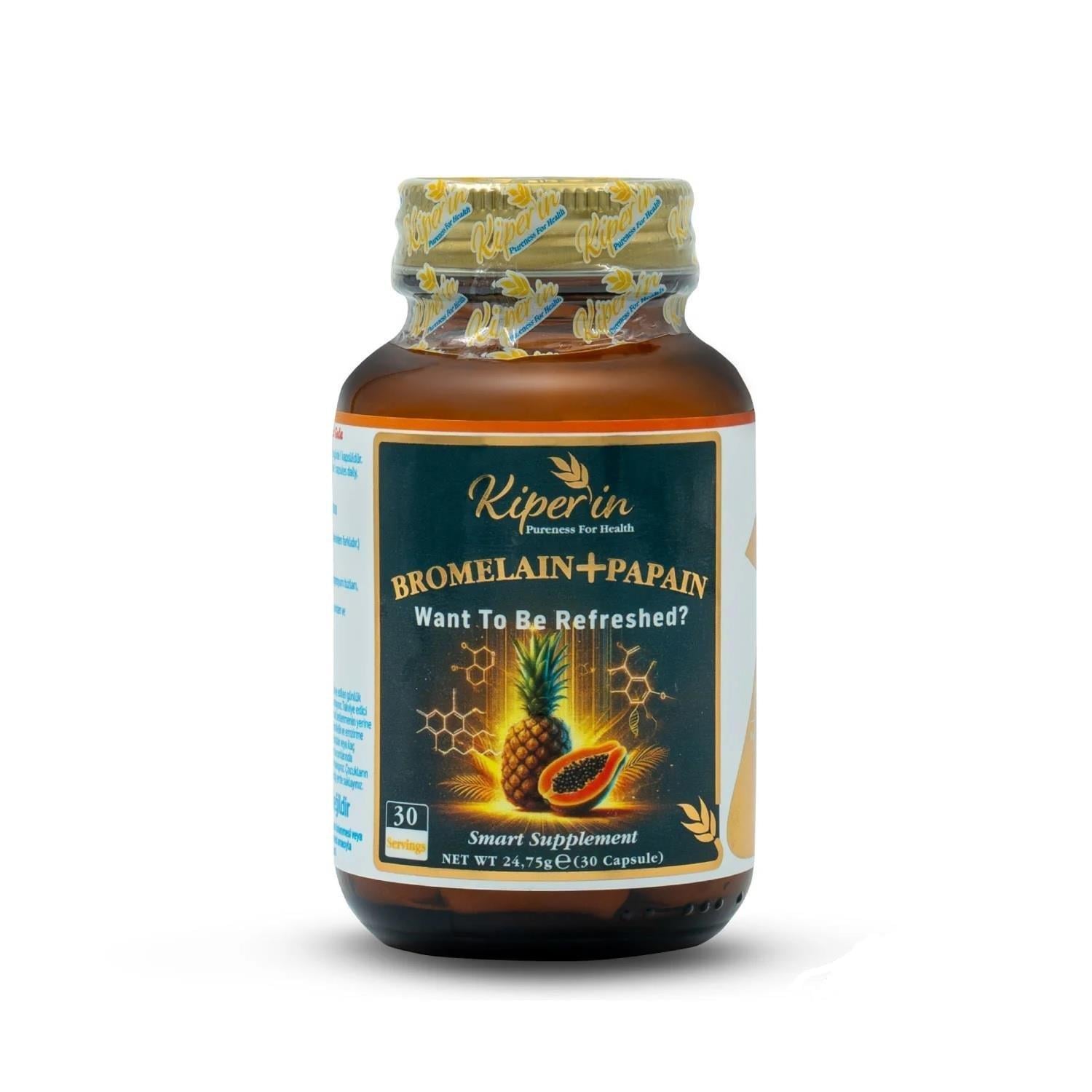 Kiperin Bromelain Papain 30 Kapsül