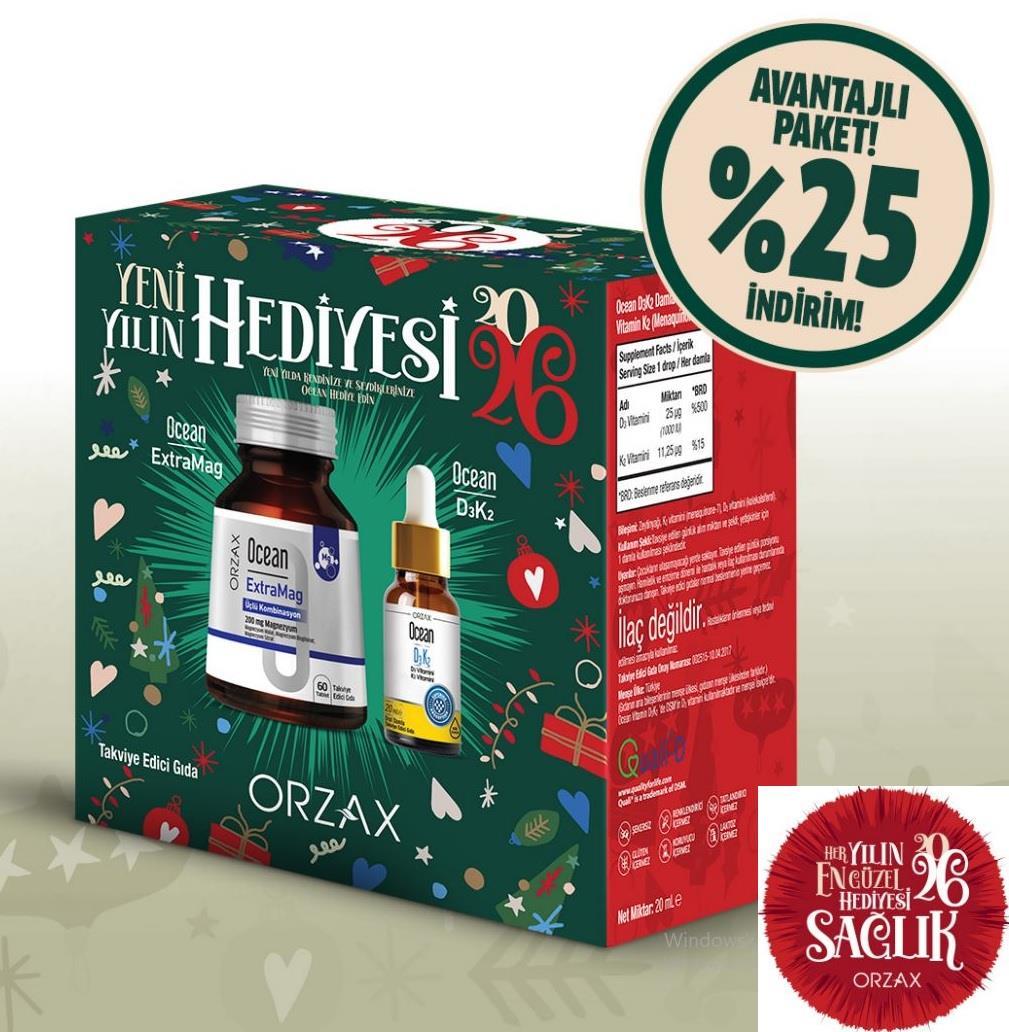 Ocean Yeni Yıl Hediyesi Extramag 60 Tablet + D3K2 Damla 20 ml