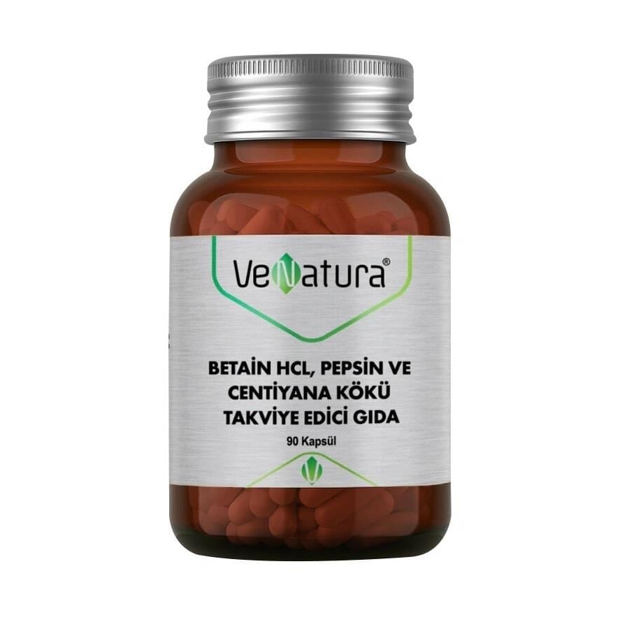 Venatura Betain HCl Pepsin ve Centiyana Kökü 90 Kapsül