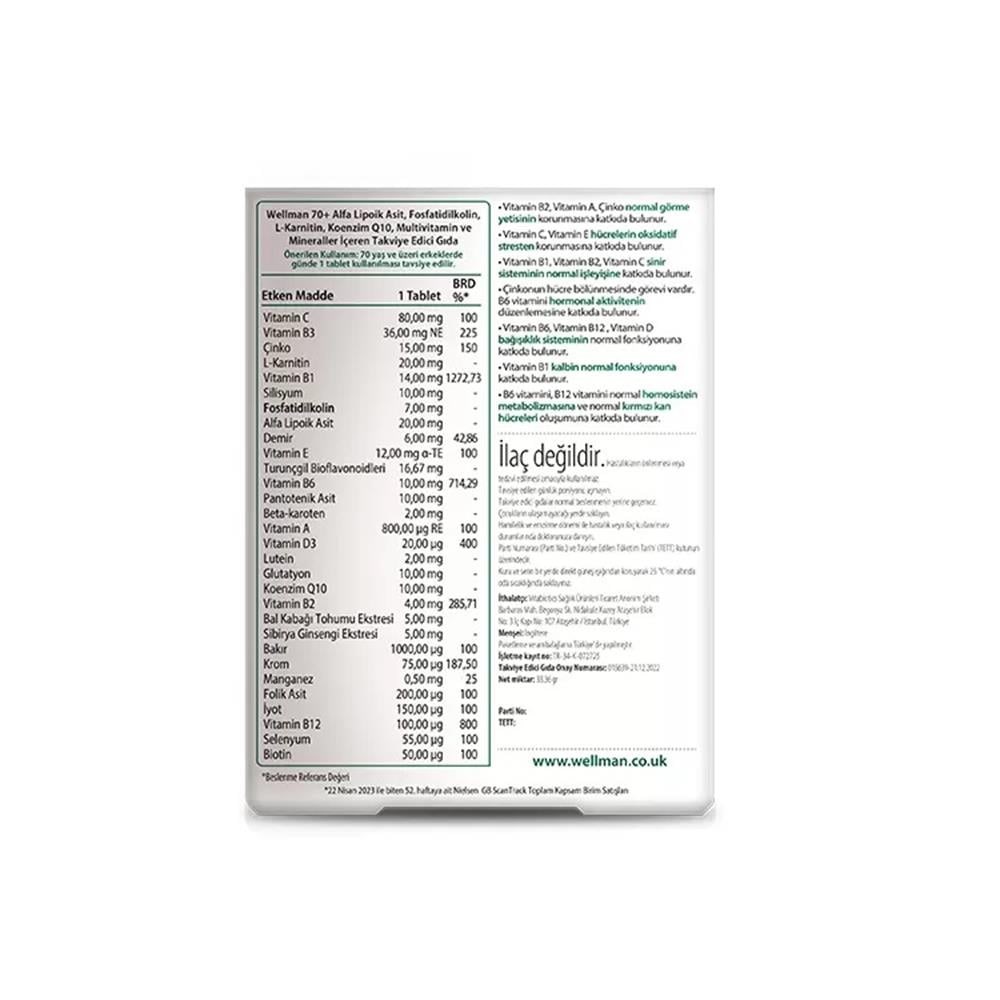 Vitabiotics Wellman 70+ 30 Tablet
