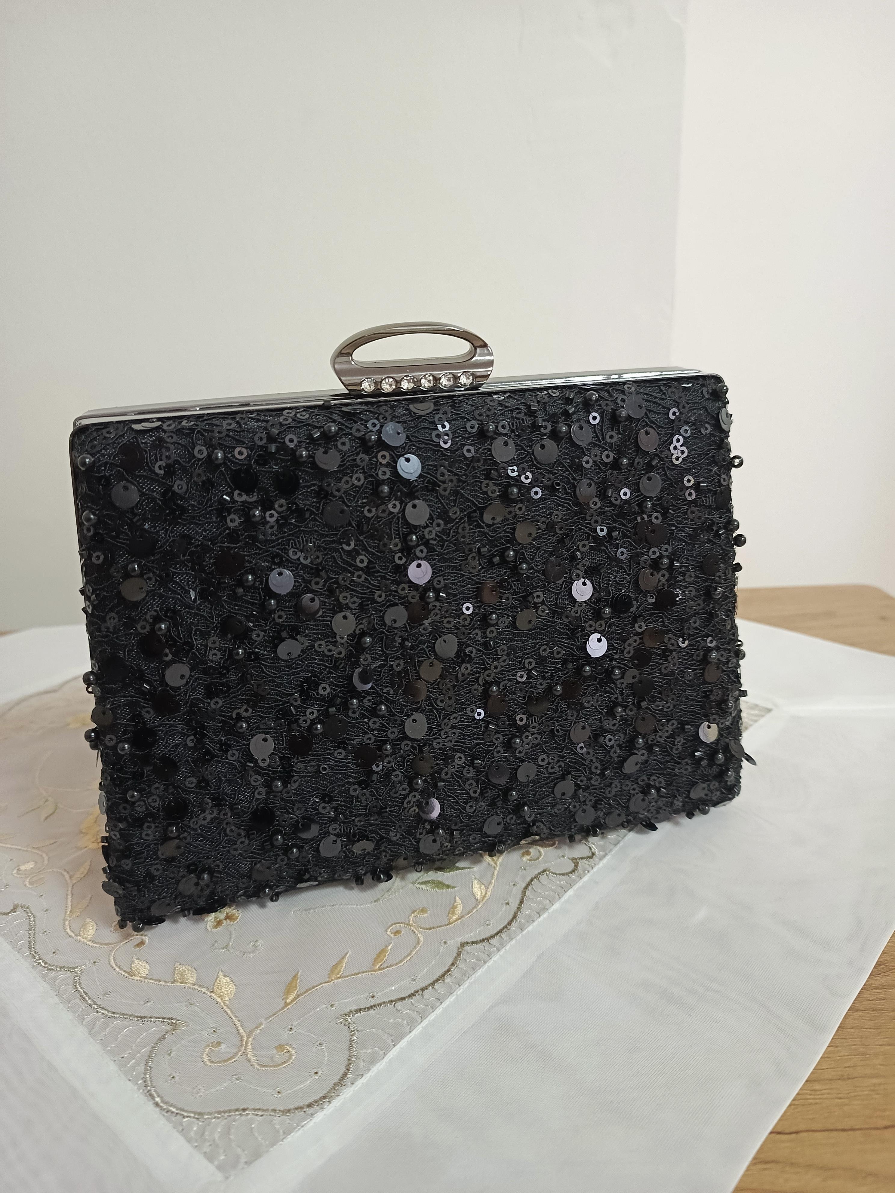 Siyah Pullu Abiye Çanta