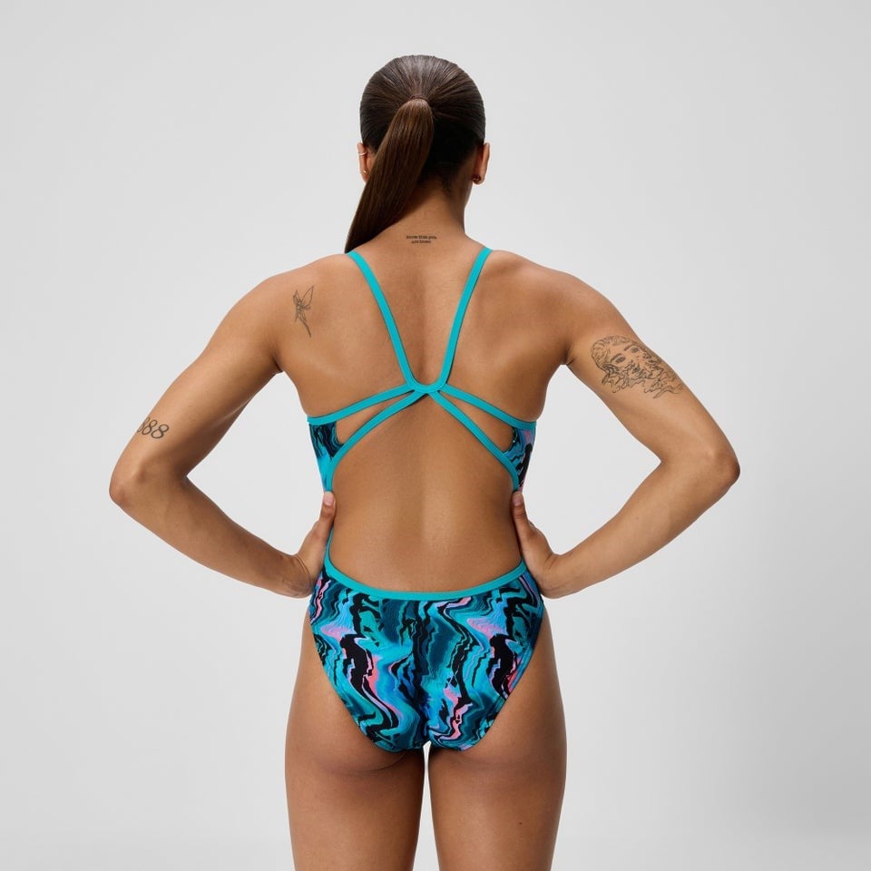 Speedo Printed Web Back Kadın Yüzücü Mayosu