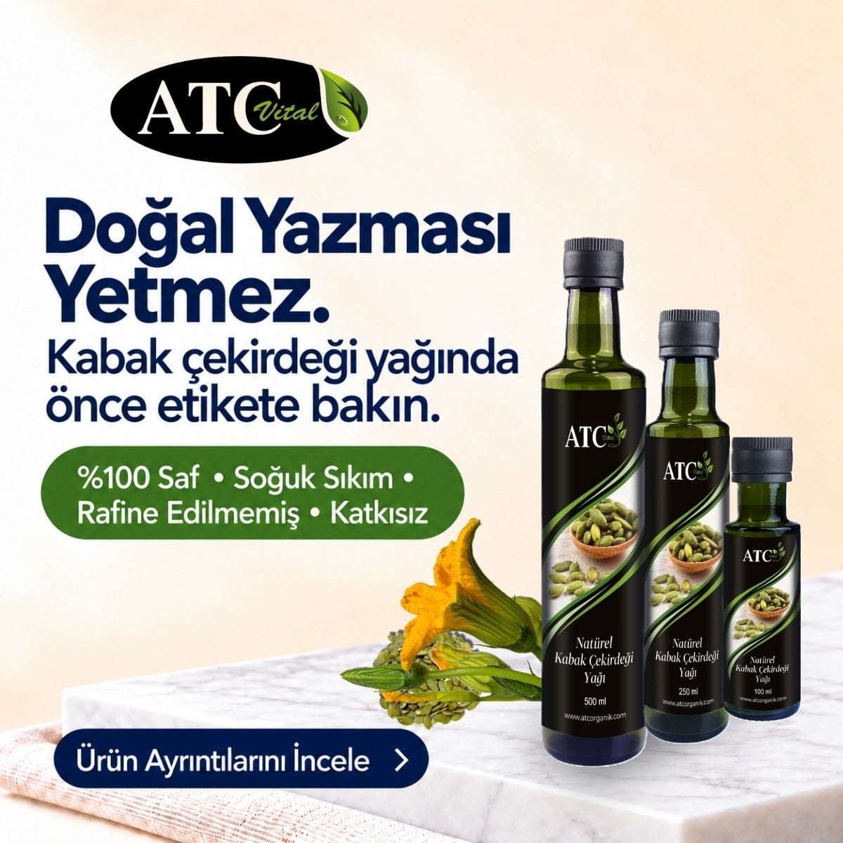 ATC Vital Kabak Çekirdeği Yağı 500 ml