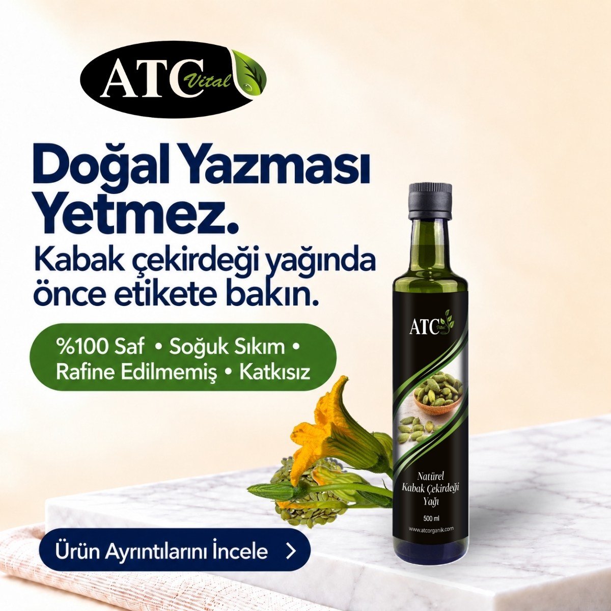 ATC Vital Kabak Çekirdeği Yağı 500 ml