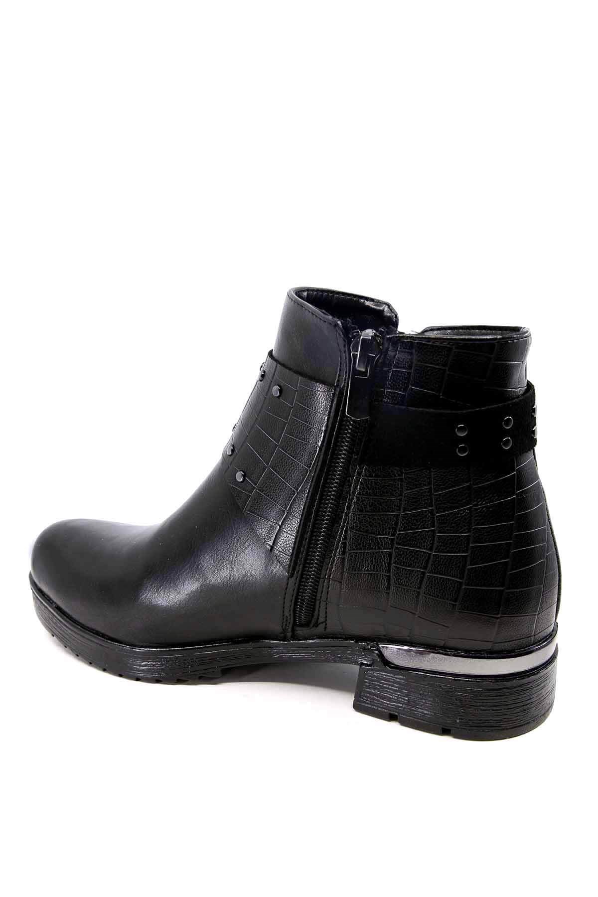 Bayan Bot - 6161 SİYAH CİLT SİYAH KROKO