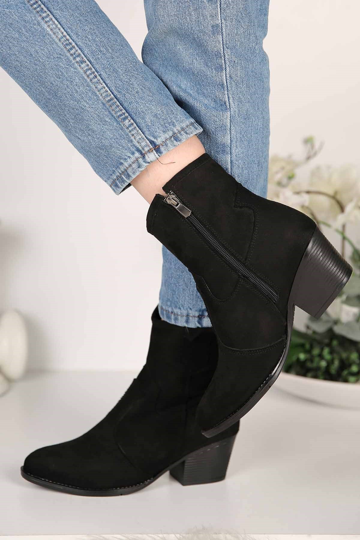 Bayan Bot - F005 SİYAH SÜET