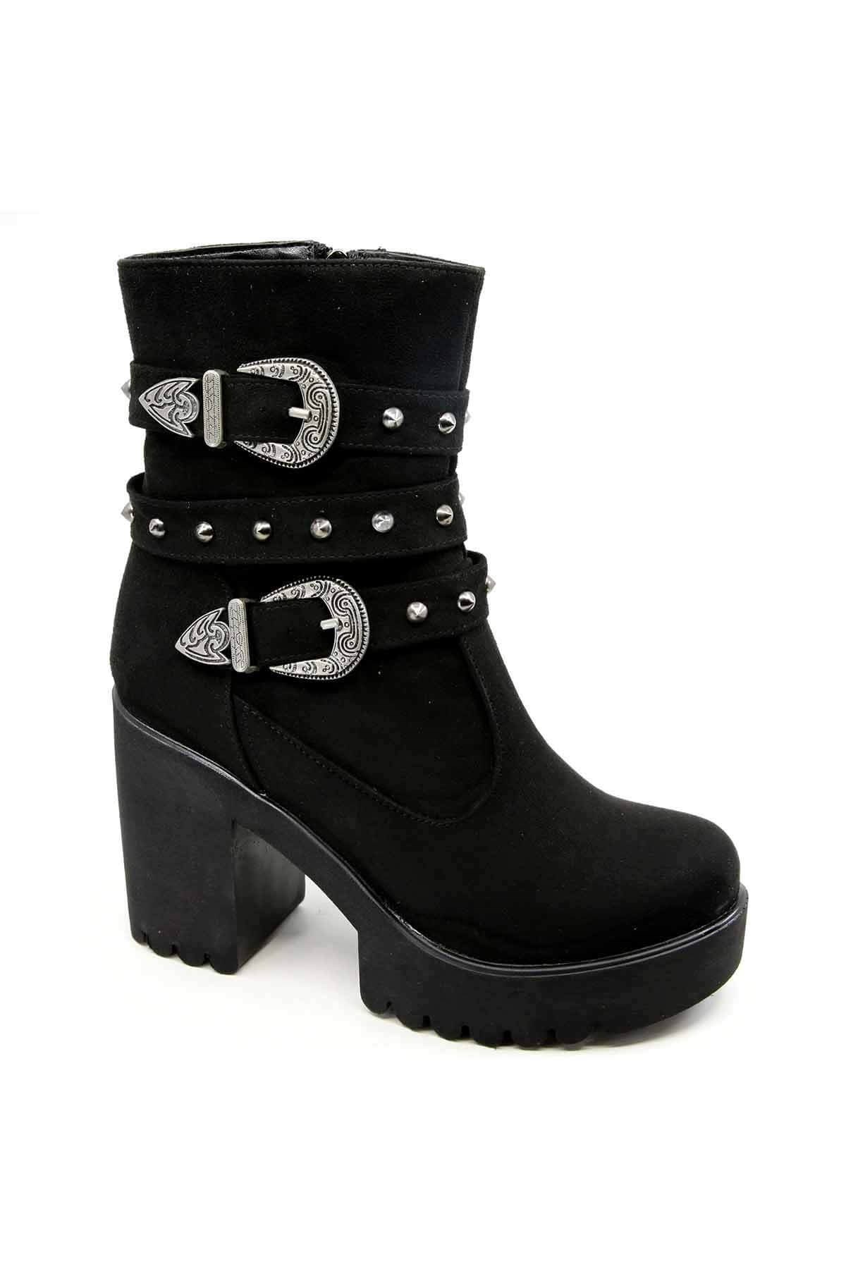 Bayan Bot - H908 SİYAH SÜET