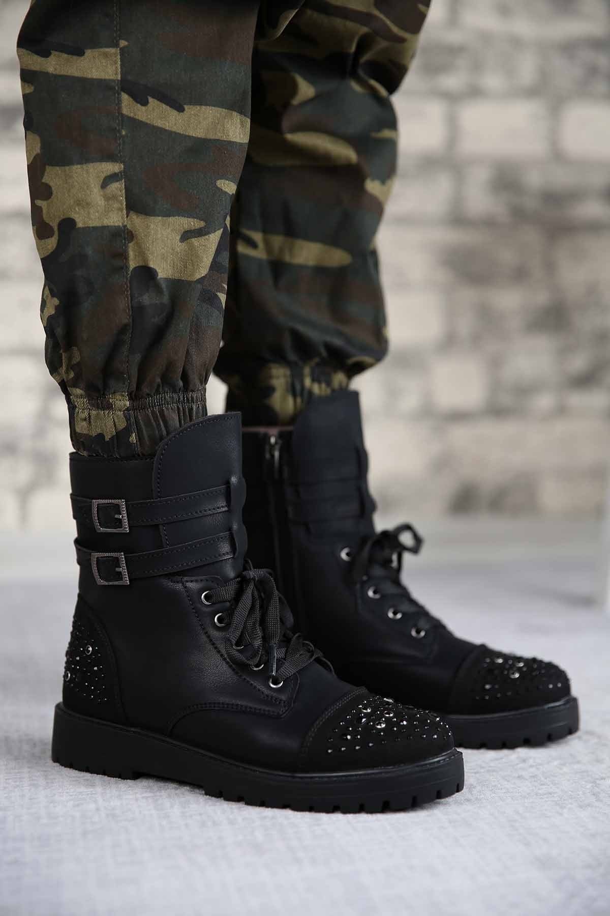 Bayan Bot - T717 SİYAH ZÜMRÜT