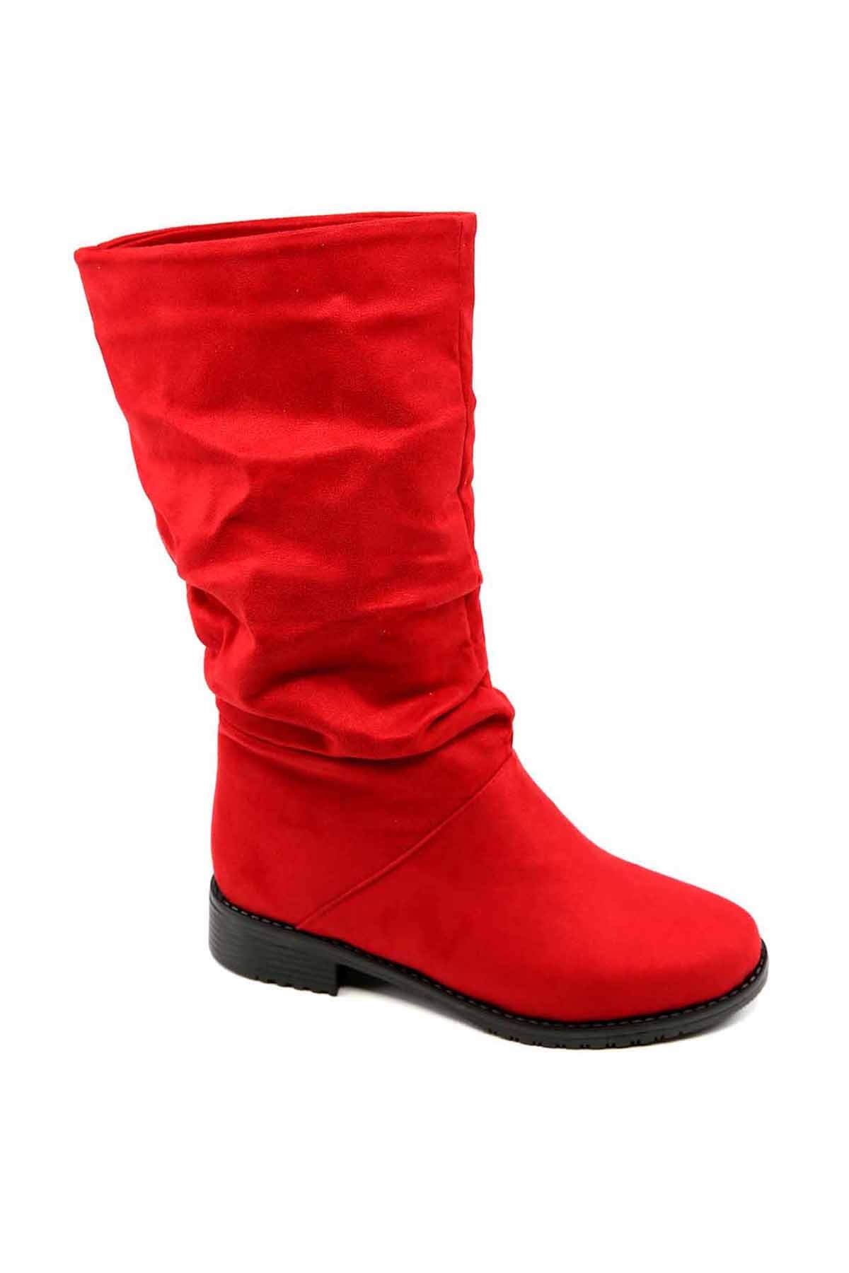 Bayan Çizme - D3010 KIRMIZI SÜET