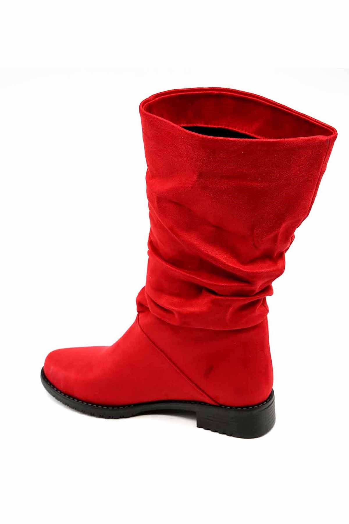 Bayan Çizme - D3010 KIRMIZI SÜET