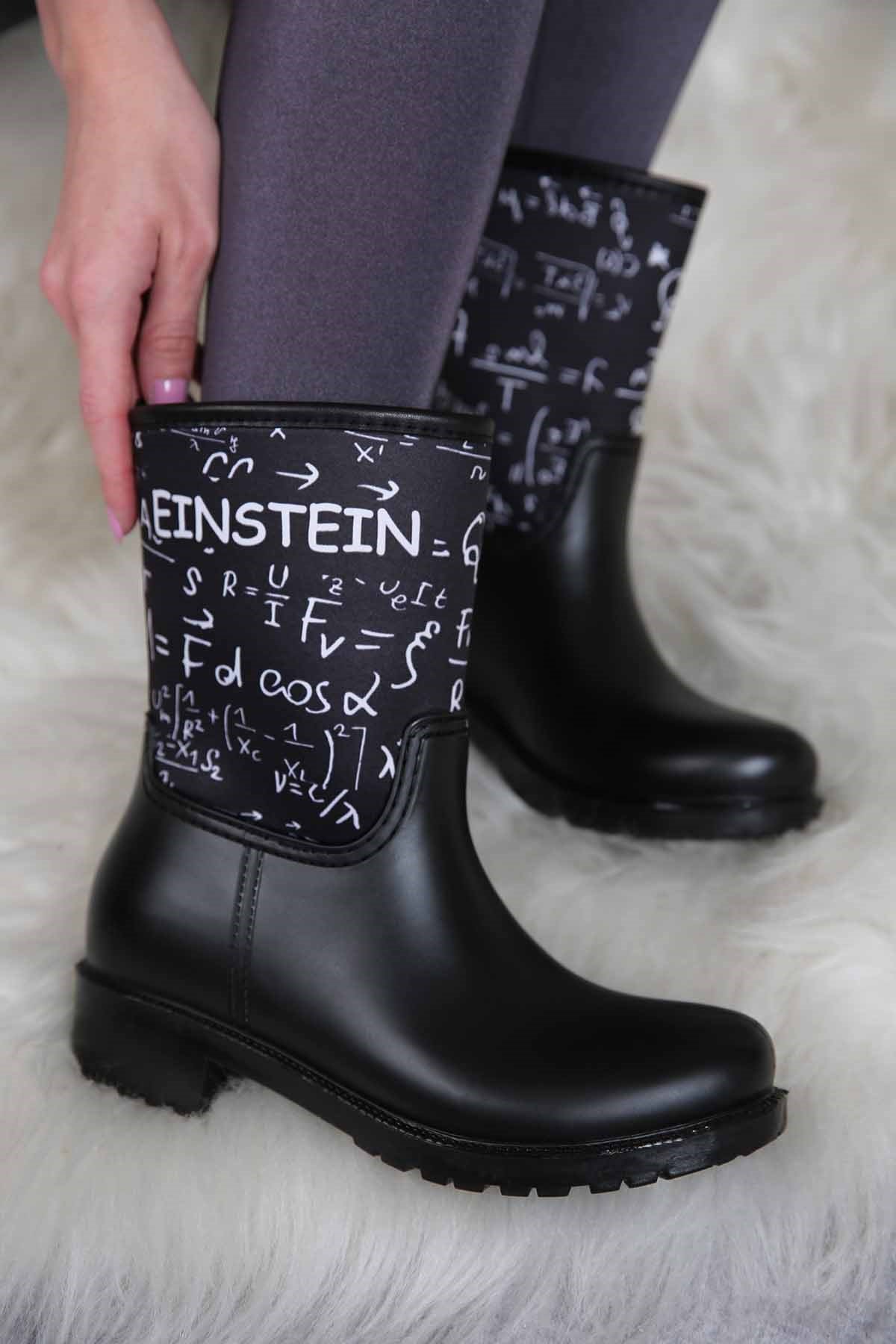Bayan Einstein Kısa Yağmur Botu SİYAH