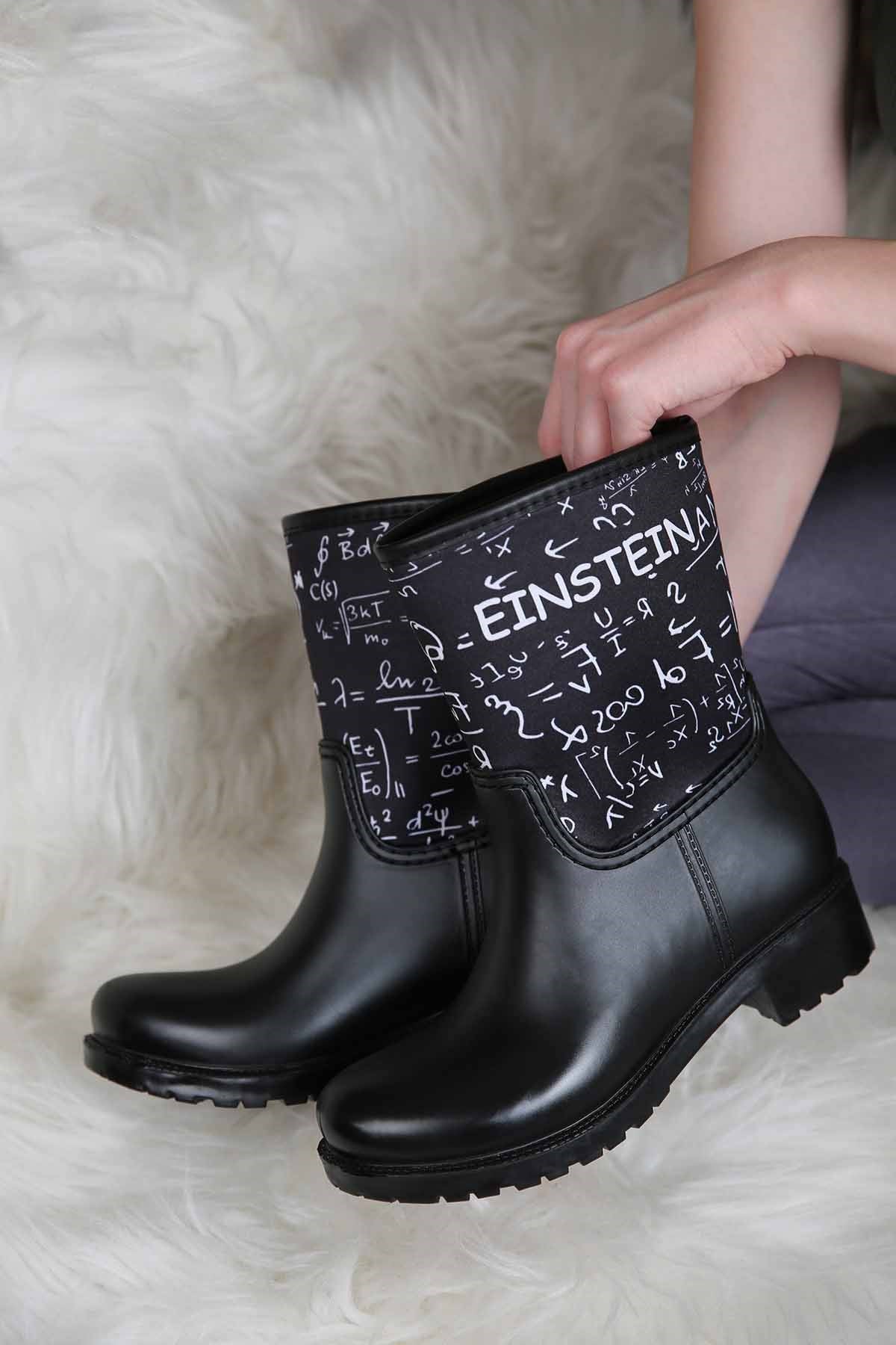 Bayan Einstein Kısa Yağmur Botu SİYAH