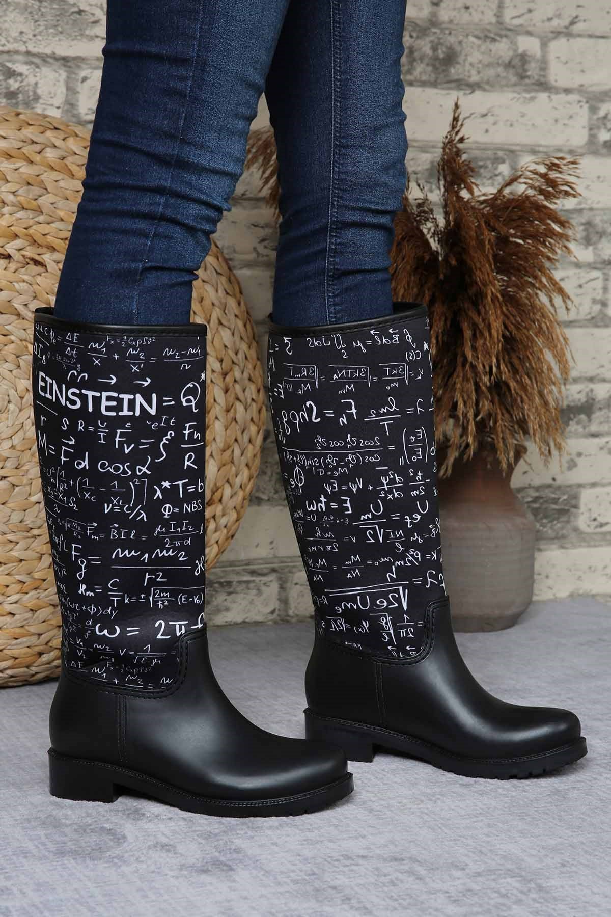 Bayan Einstein Yağmur Çizmesi SİYAH