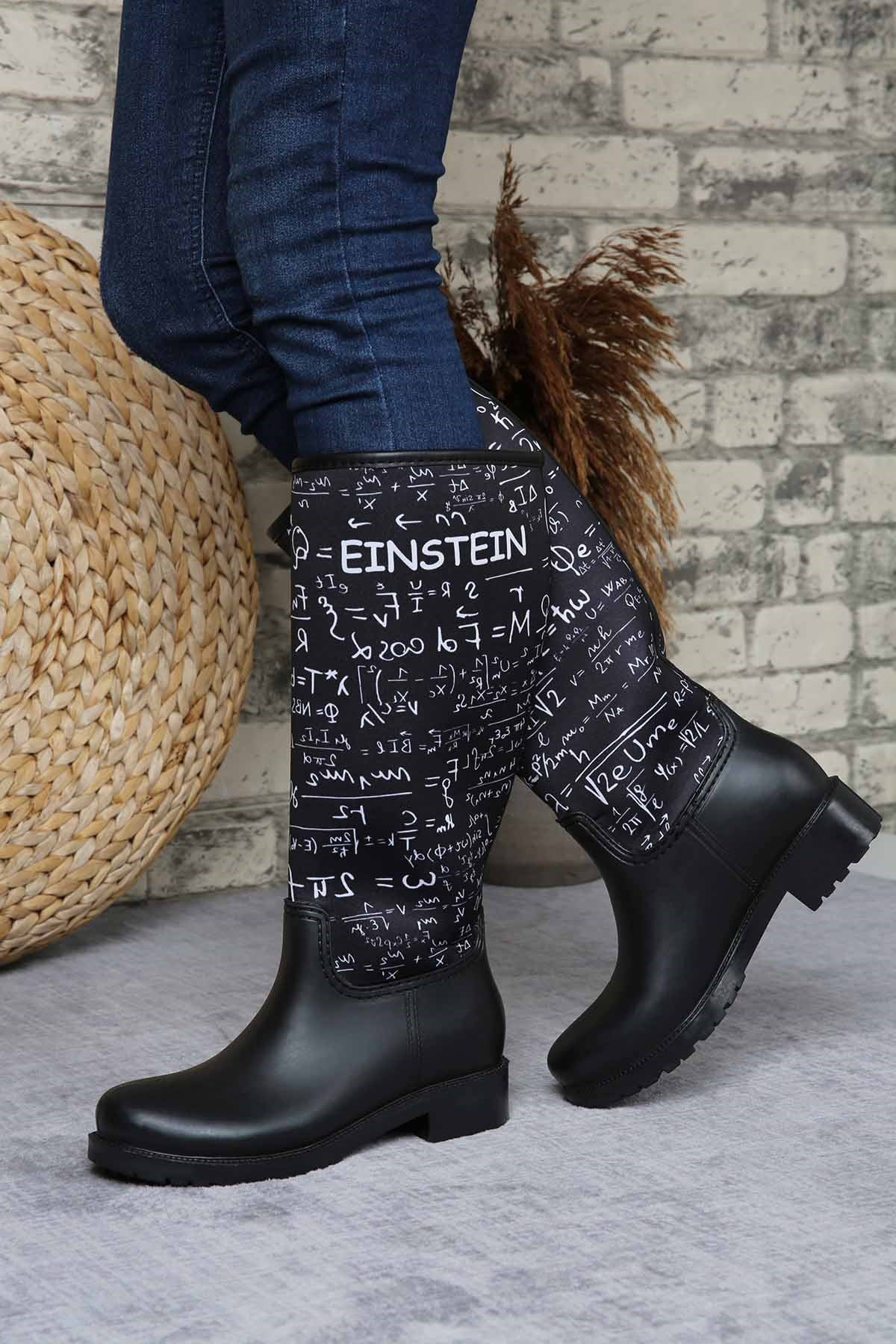 Bayan Einstein Yağmur Çizmesi SİYAH