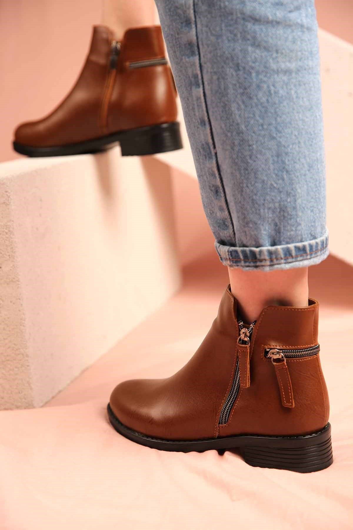 Bayan Fermuarlı Bot TABA CİLT