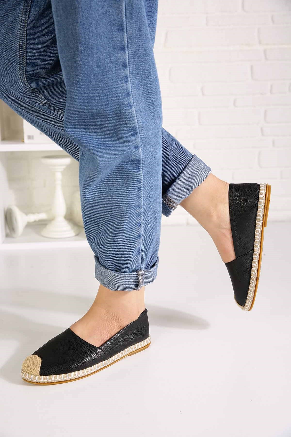Bayan Günlük Espadril - 6264 SİYAH CİLT