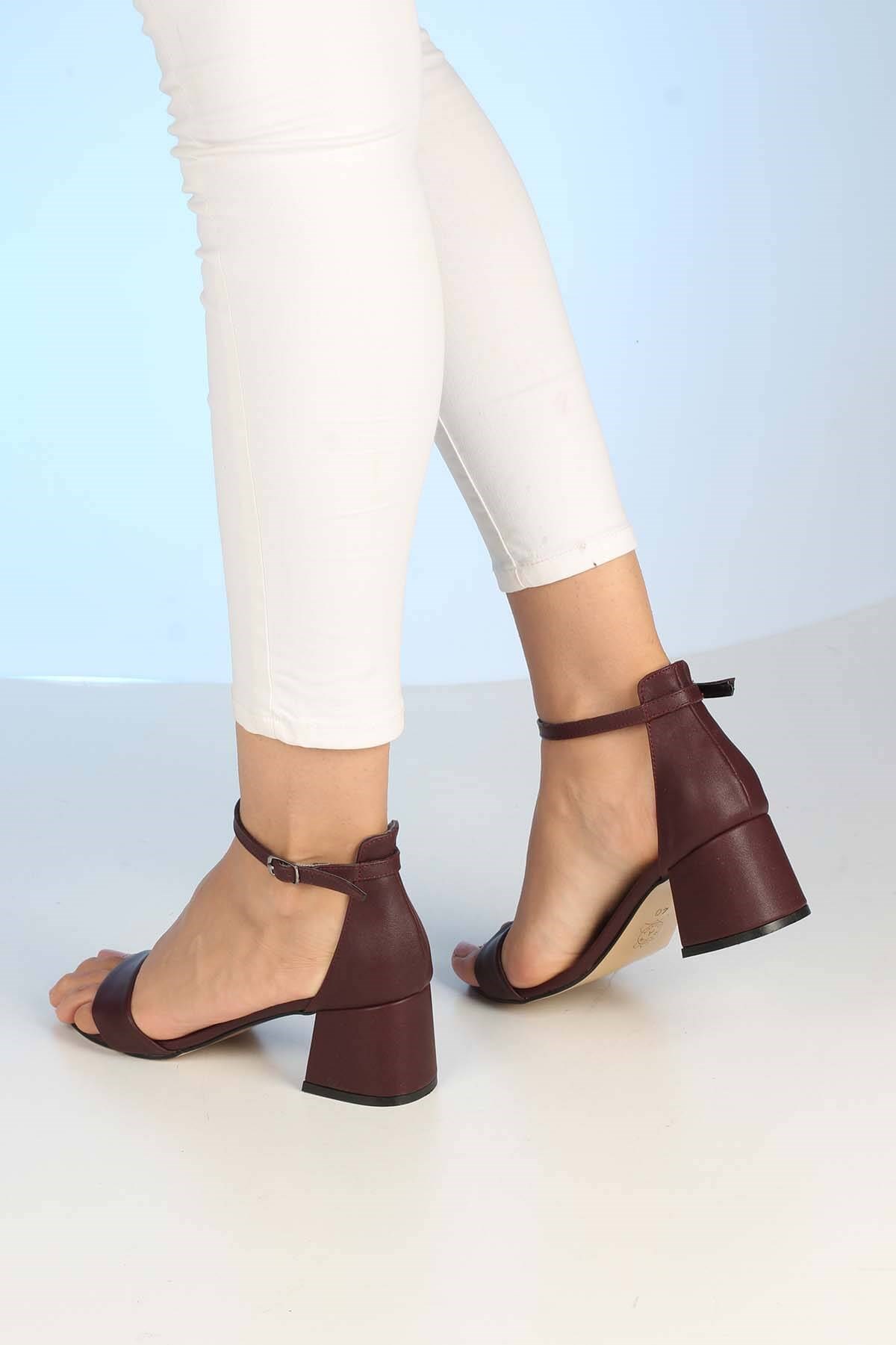 Bayan Sandalet - 3367  BORDO CİLT