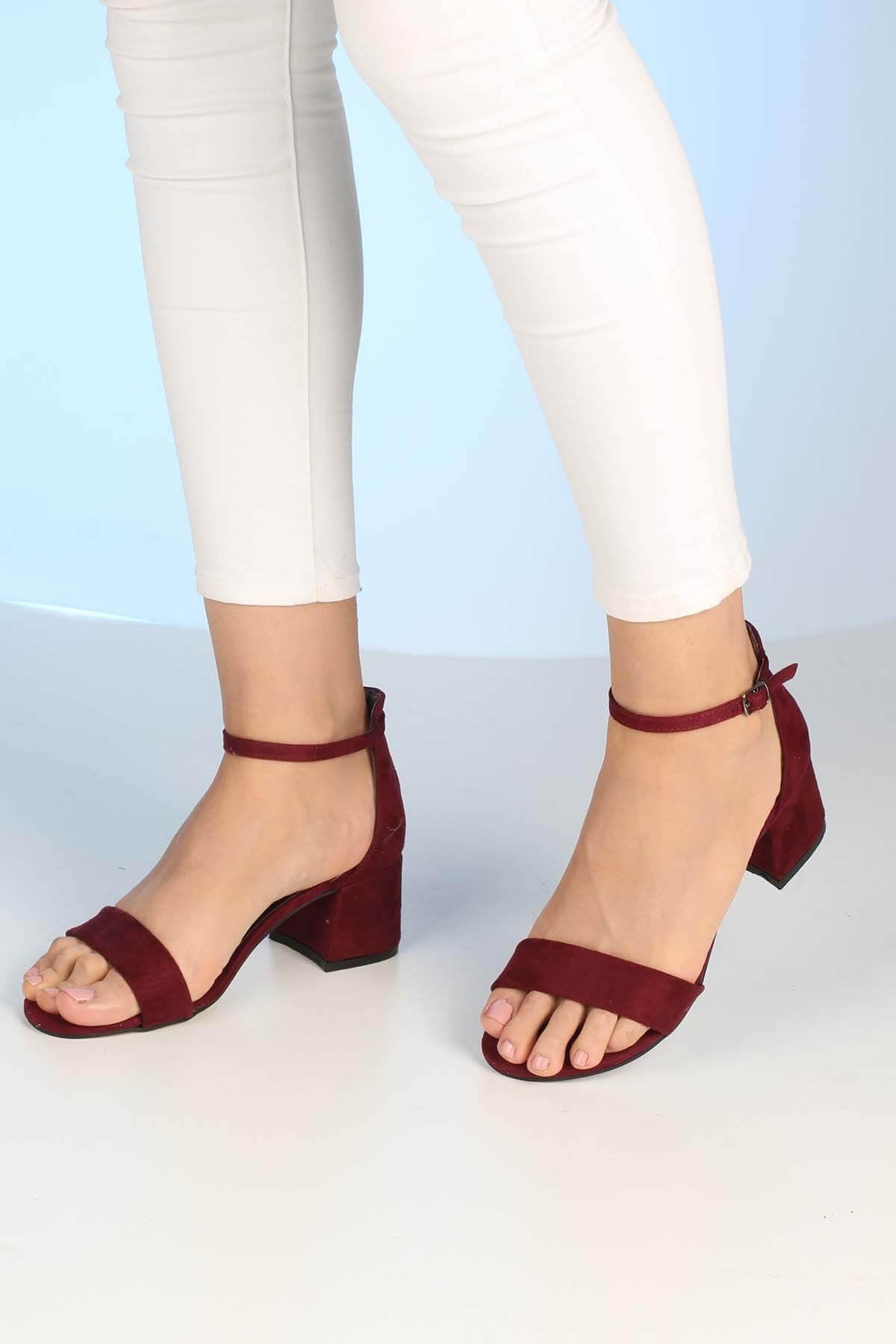 Bayan Sandalet - 3367  BORDO SÜET