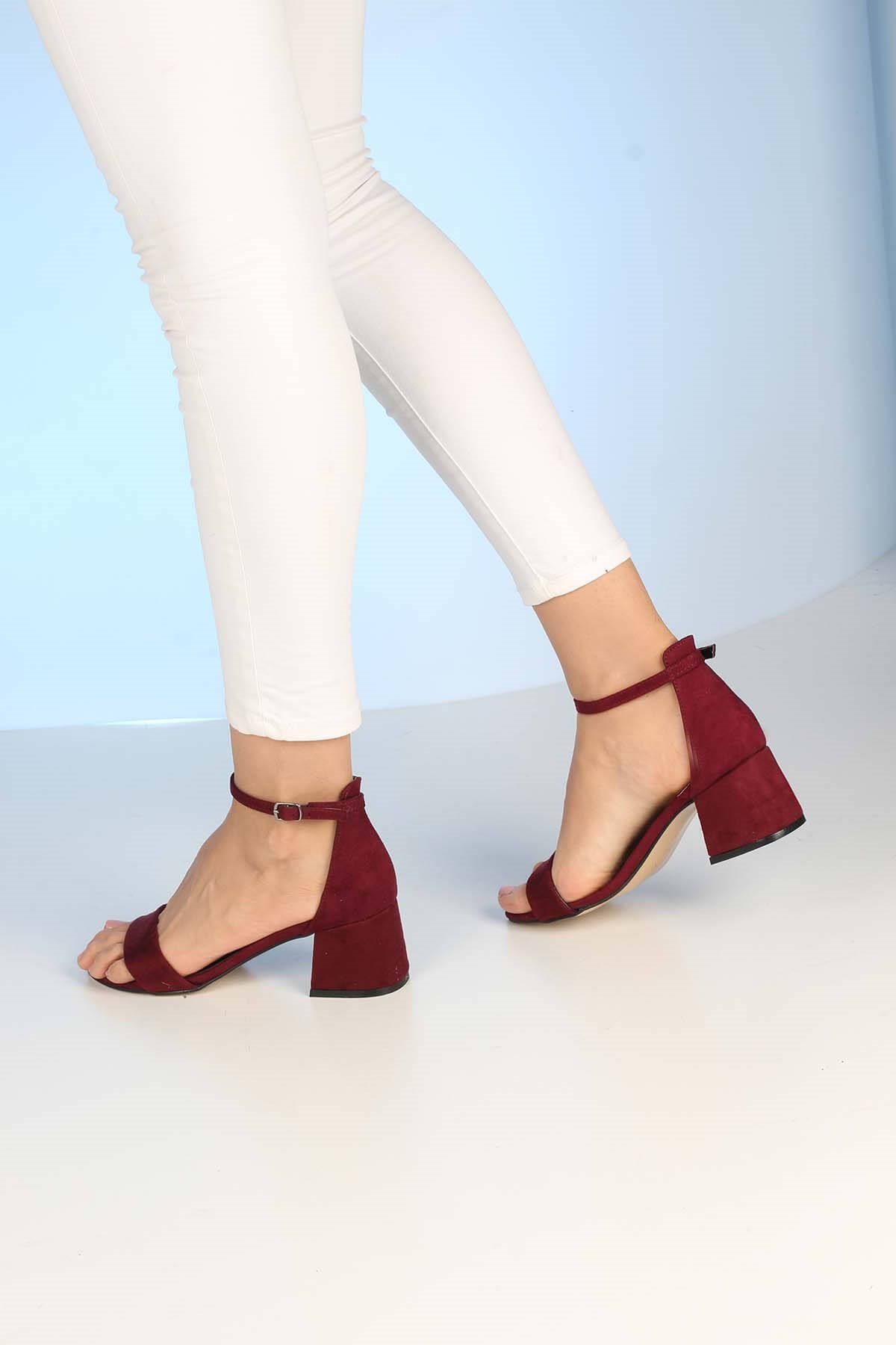 Bayan Sandalet - 3367  BORDO SÜET