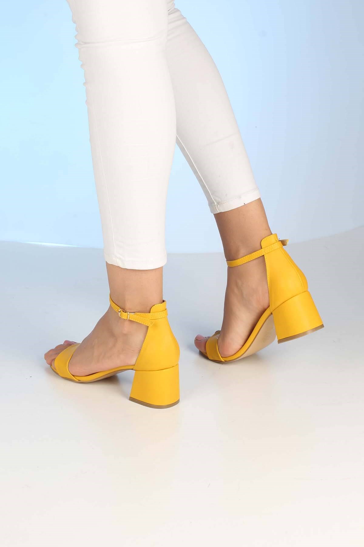 Bayan Sandalet - 3367  SARI CİLT