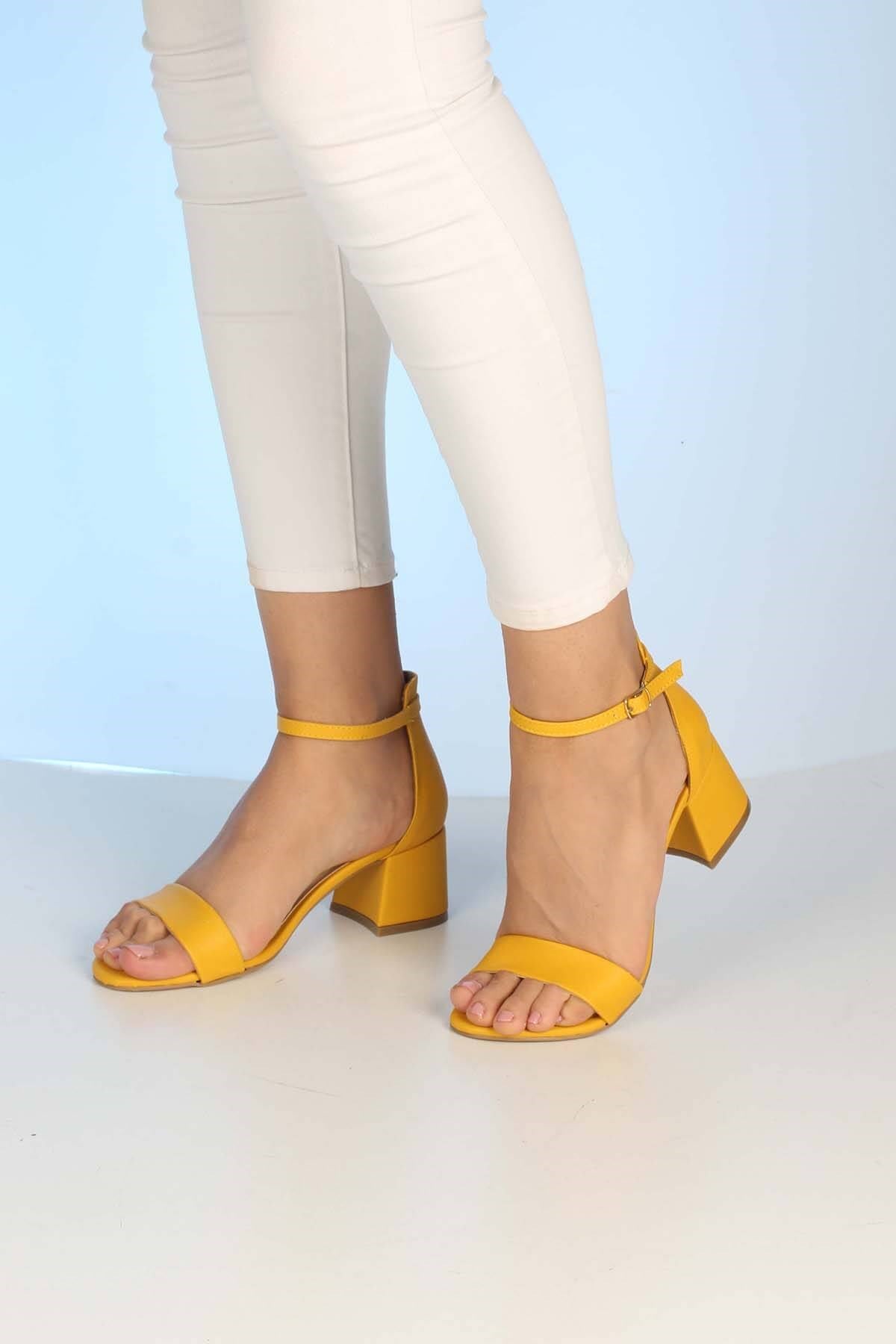 Bayan Sandalet - 3367  SARI CİLT