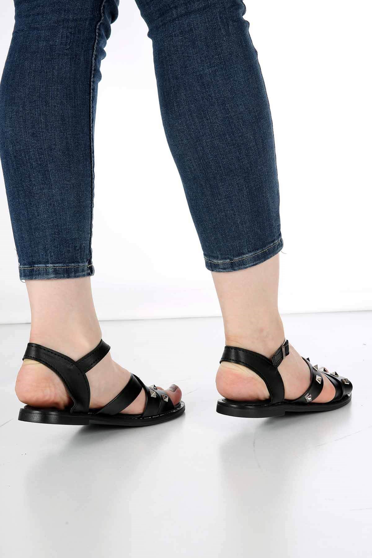 Bayan Sandalet - 3560 SİYAH CİLT
