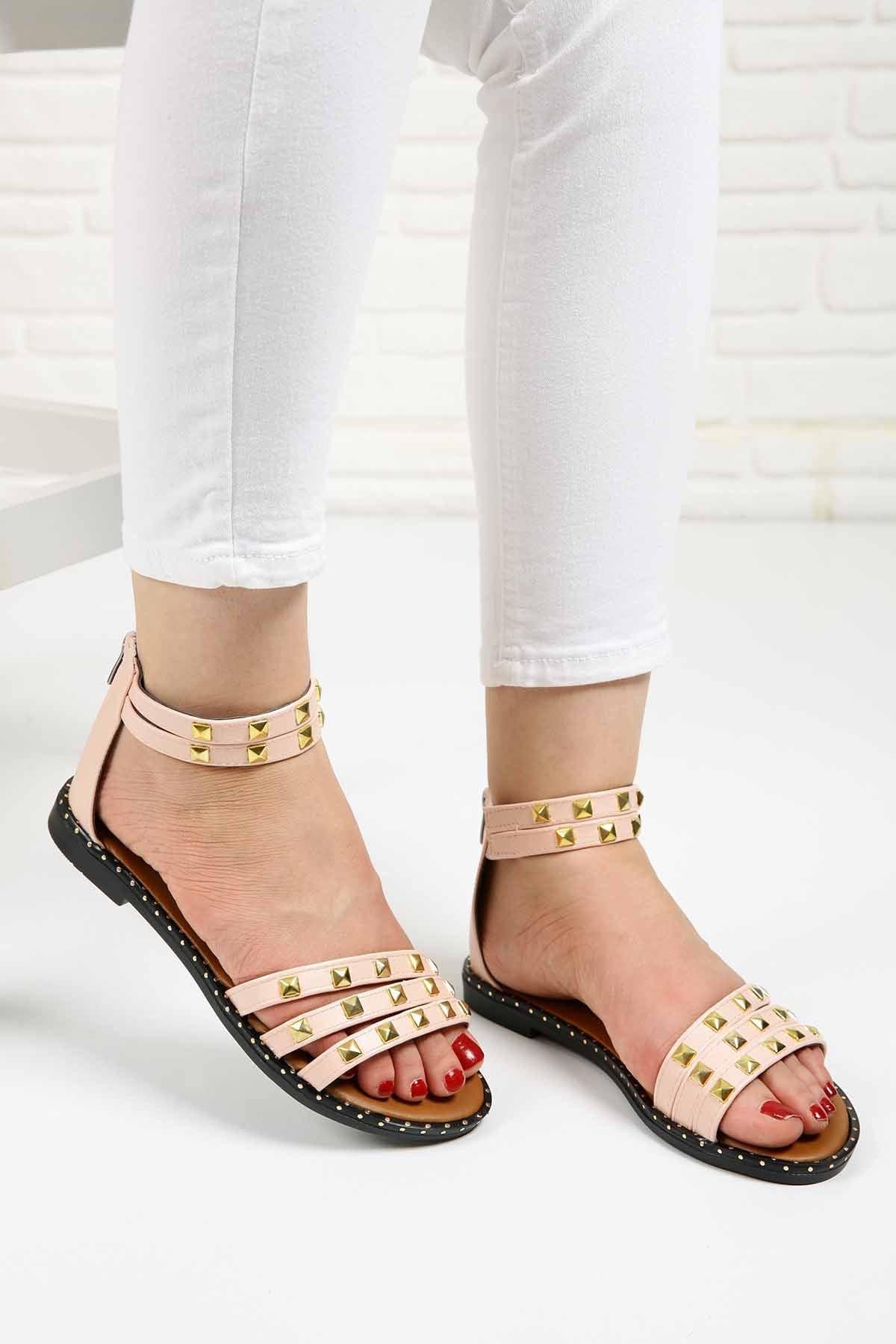 Bayan Sandalet - 3730 PUDRA CİLT