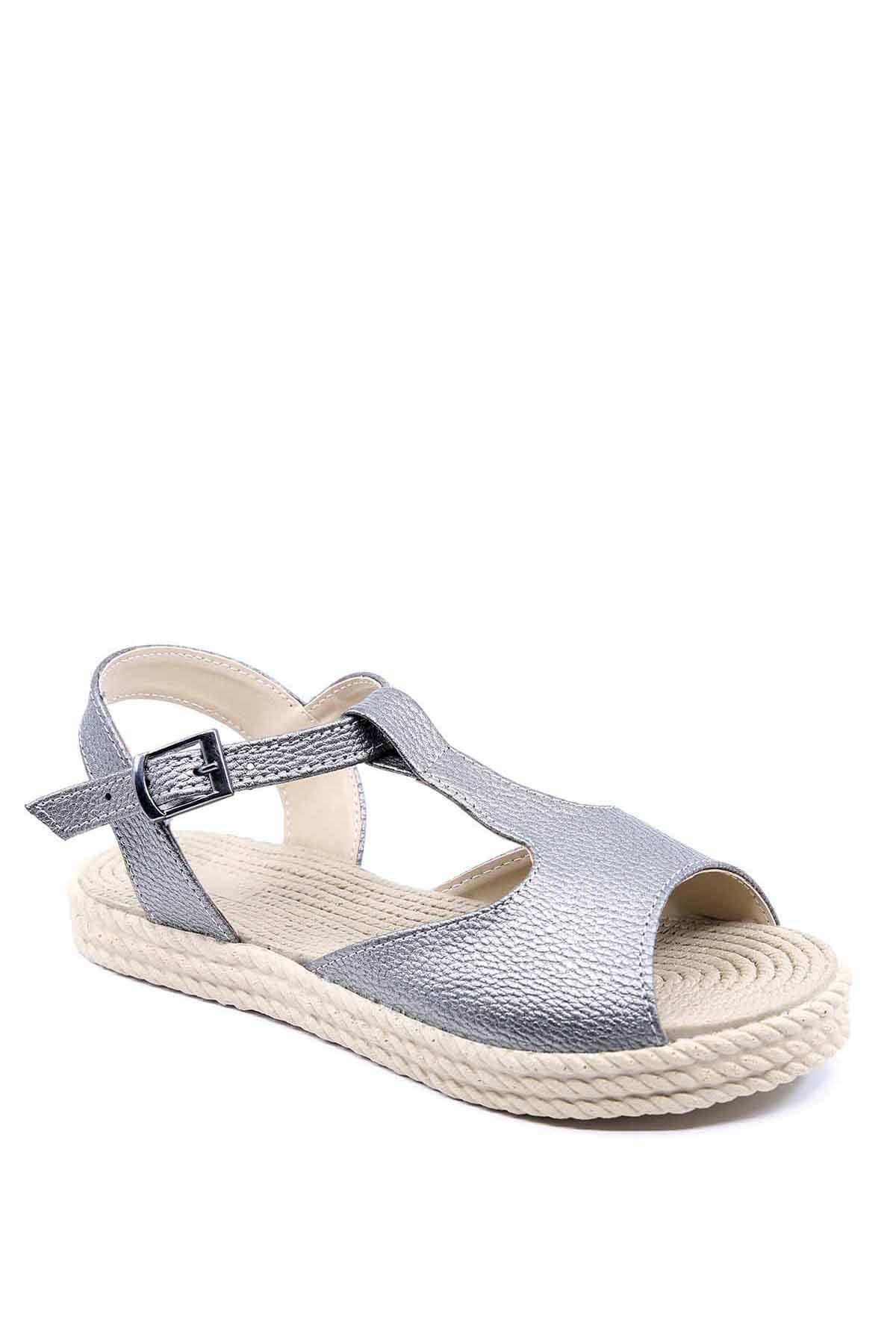 Bayan Sandalet - 3961 PLATİN CİLT