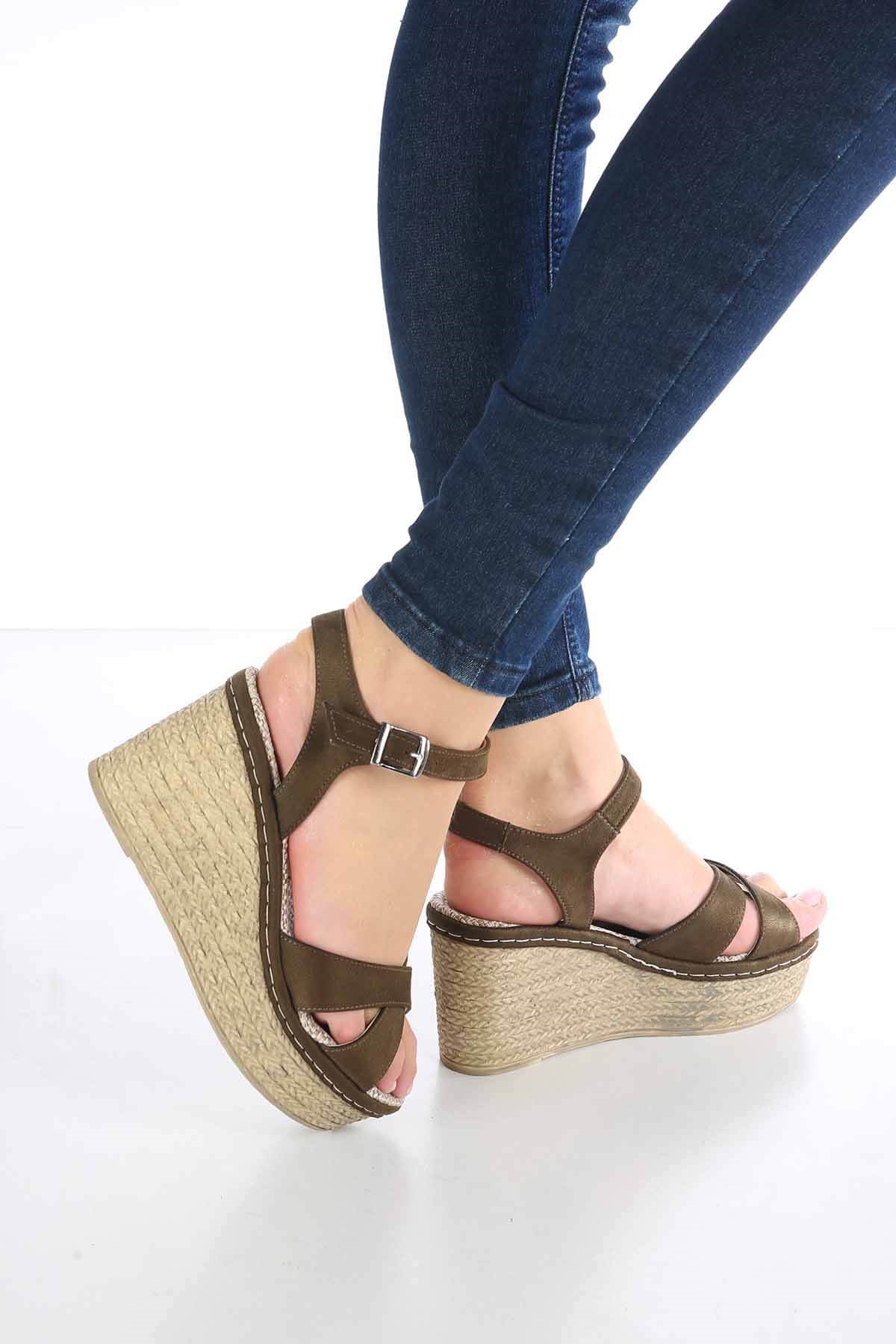 Bayan Sandalet - 4479 HAKİ SÜET