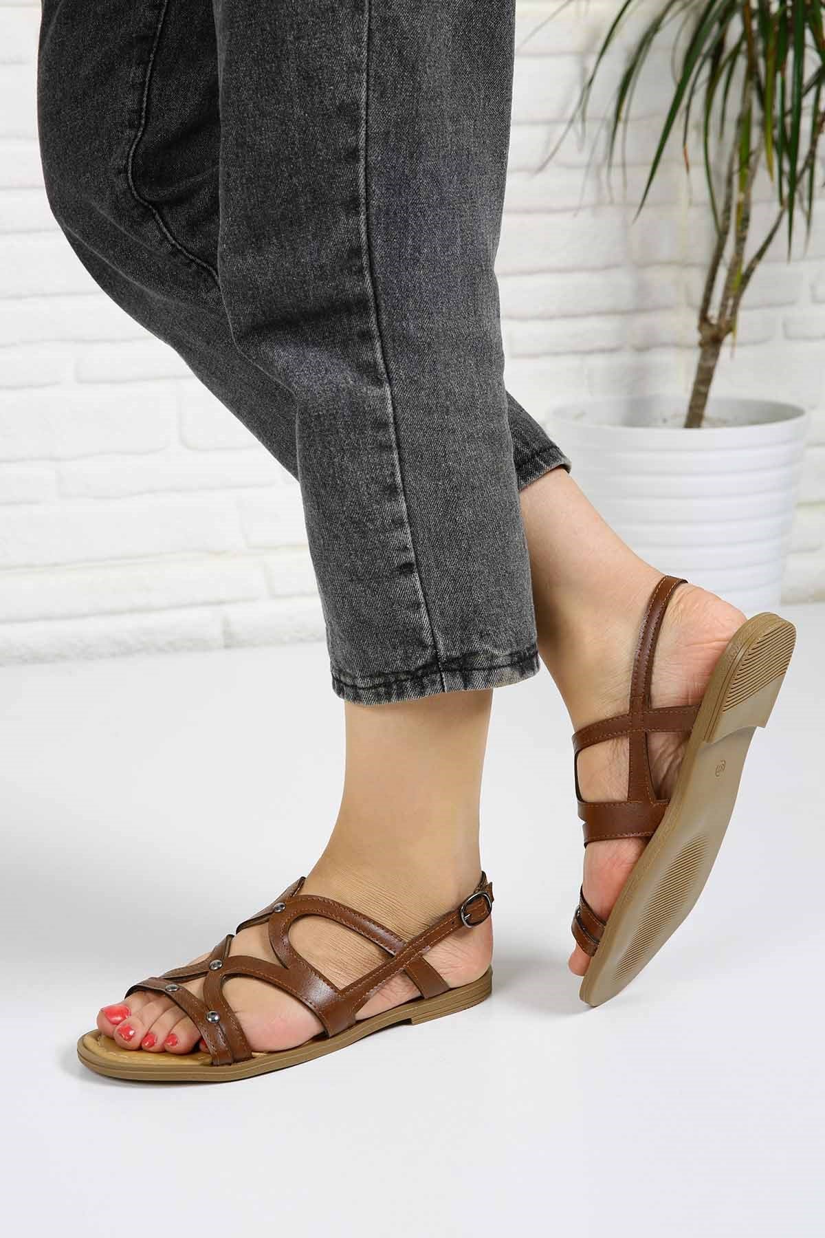 Bayan Sandalet - J838 TABA CİLT