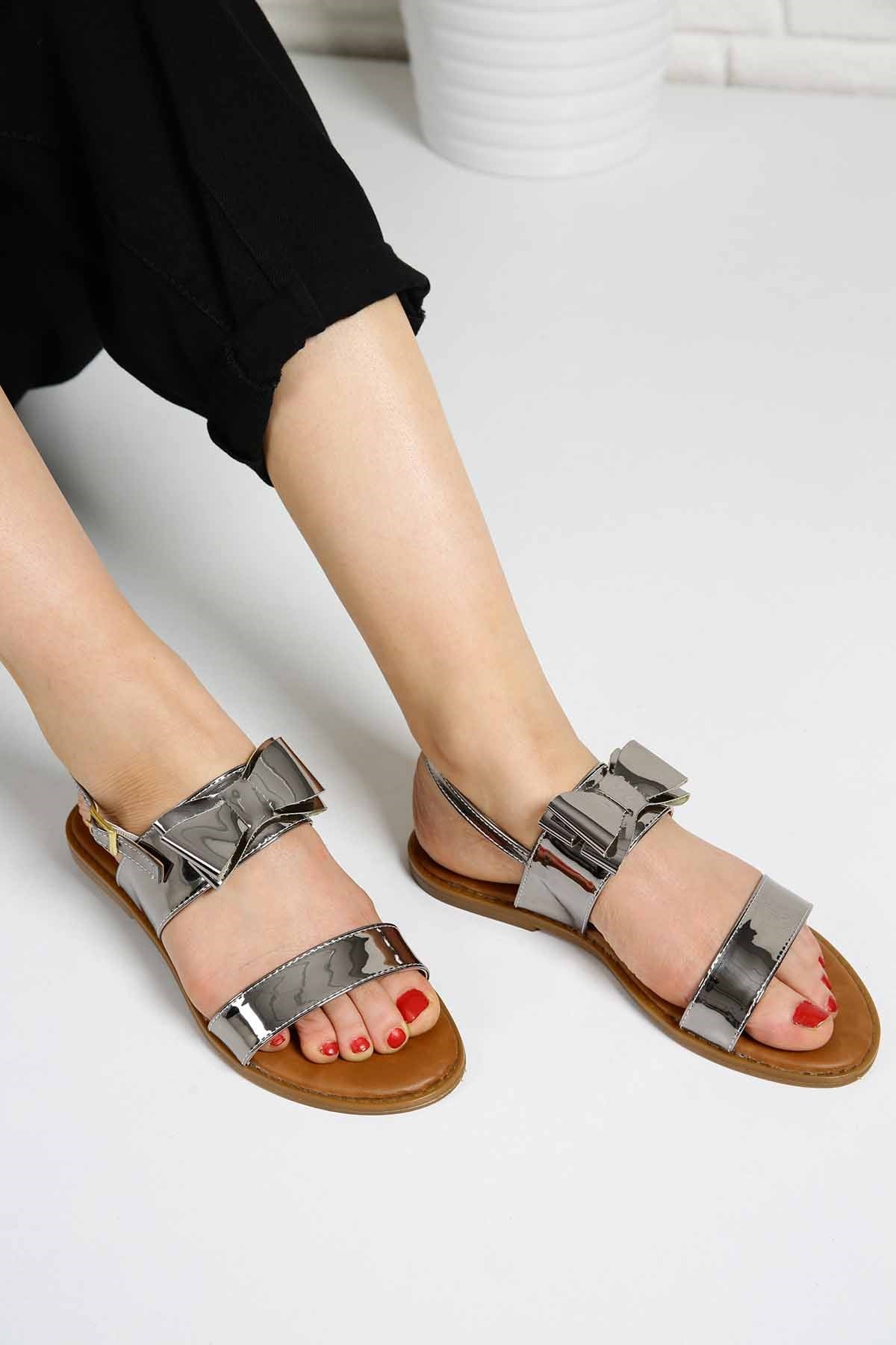 Bayan Sandalet - N045 PLATİN AYNA