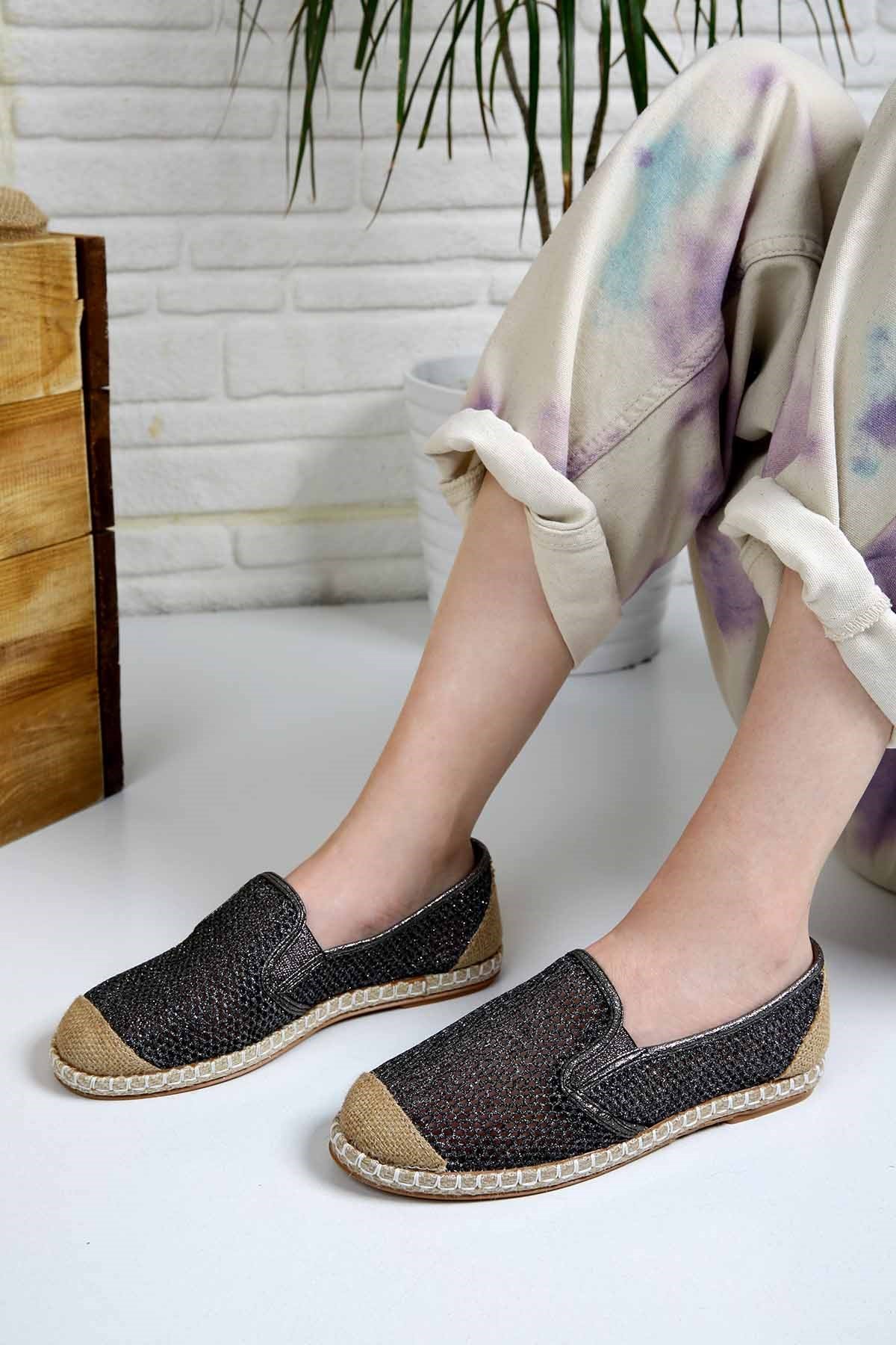 Bayan Simli File Espadril 7123 PLATİN
