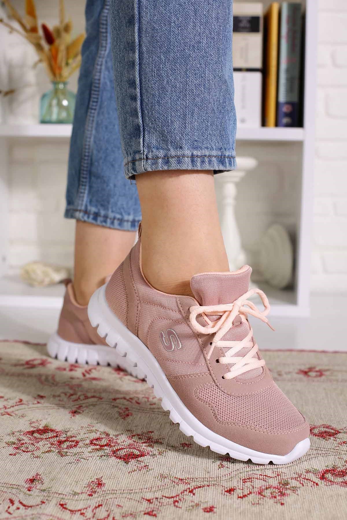 Bayan Spor  Ayakkabı - 6011 GÜL KURUSU PUDRA