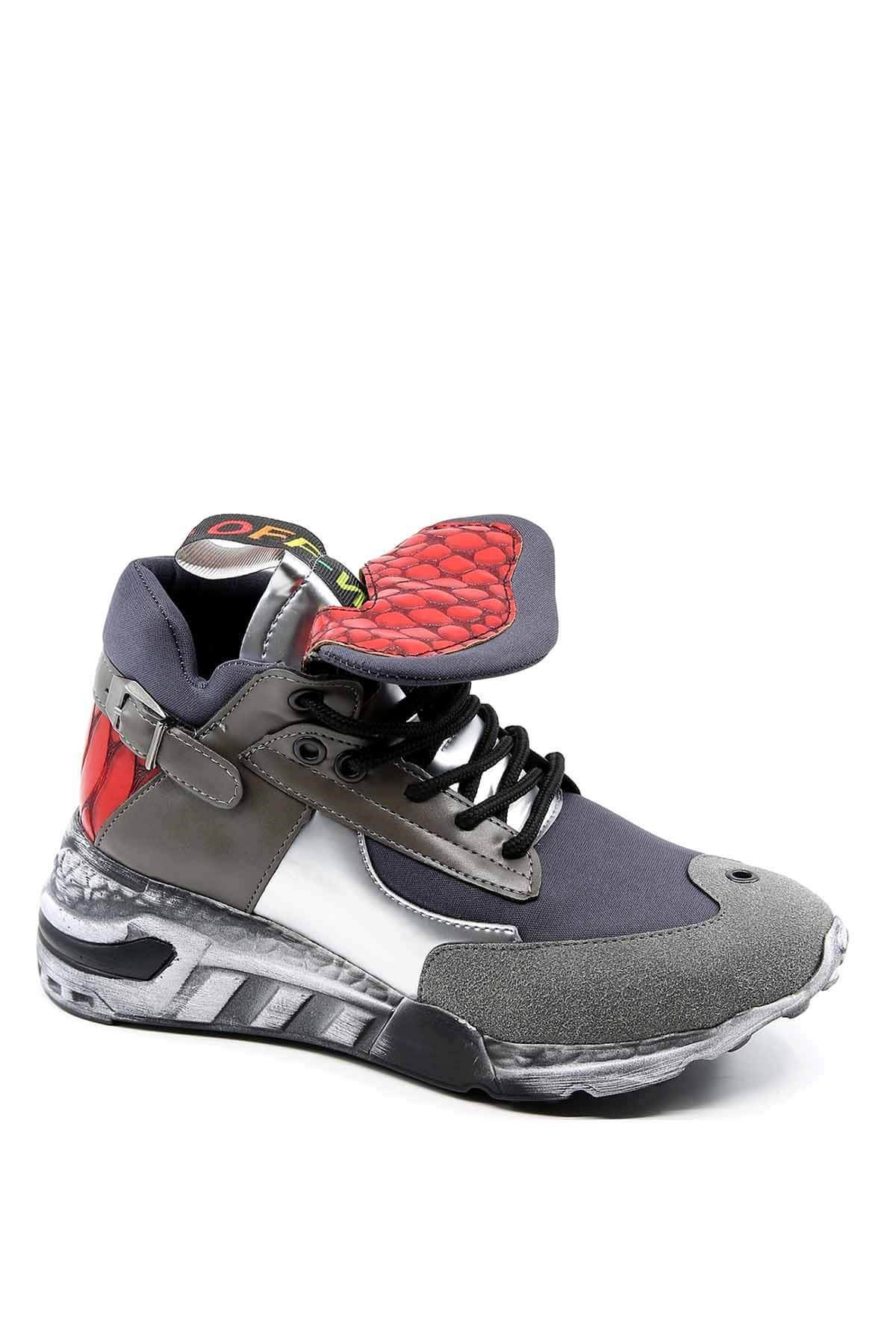 Bayan Spor  Ayakkabı - D970 GRİ GÜMÜŞ KIRMIZI