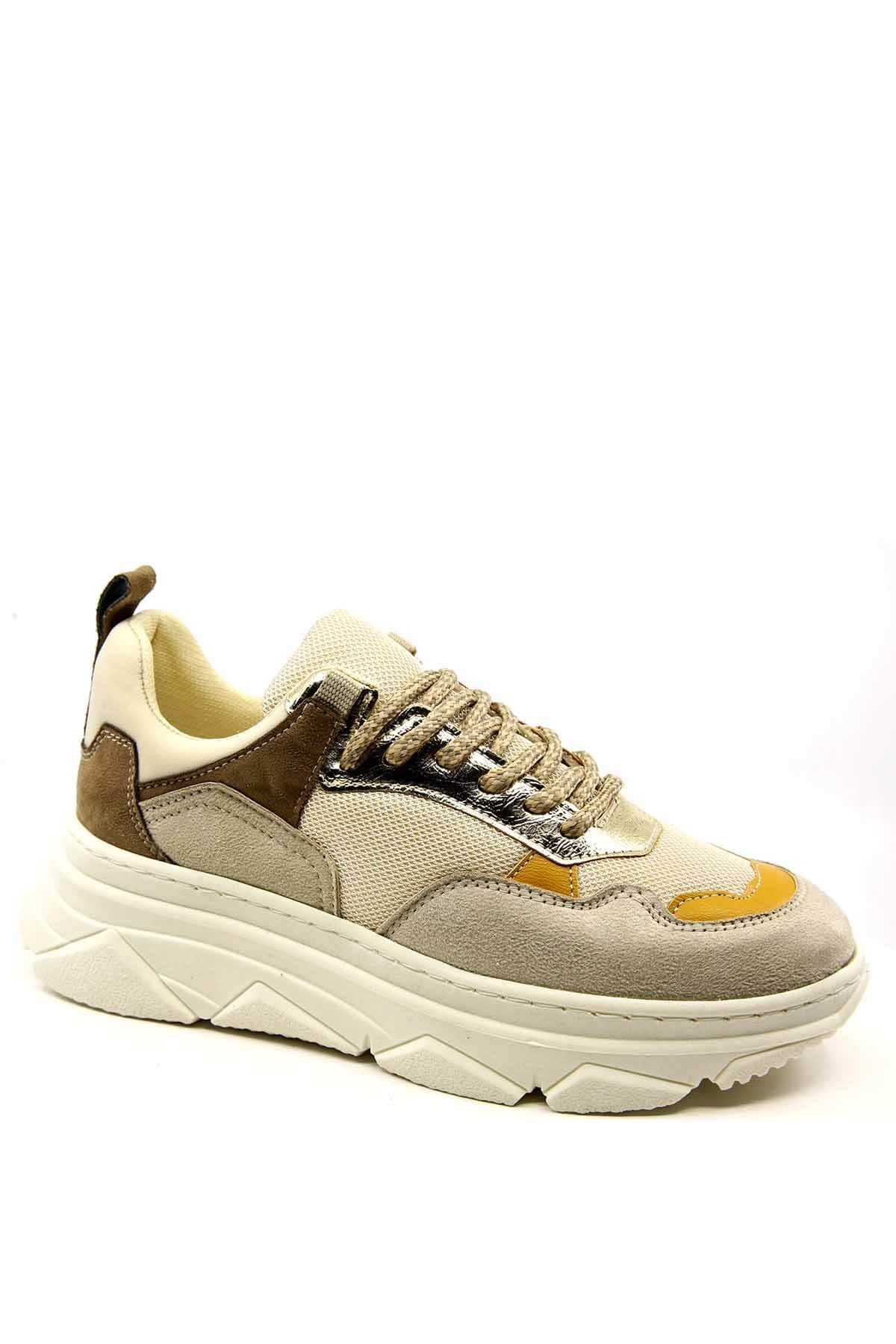 Bayan Spor Ayakkabı  - M3419-92556 BEJ ALTIN
