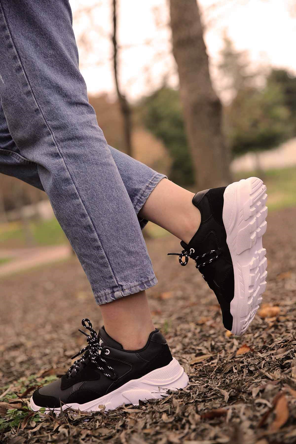 Bayan Spor Ayakkabı  - R375 SİYAH BEYAZ