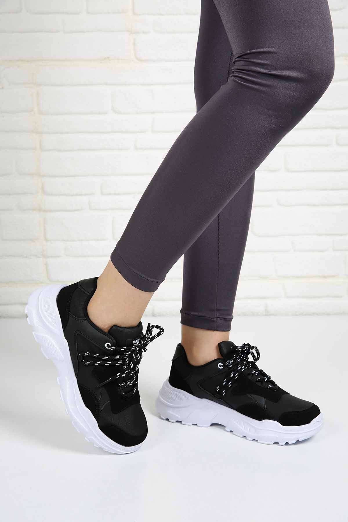 Bayan Spor Ayakkabı  - R375 SİYAH BEYAZ