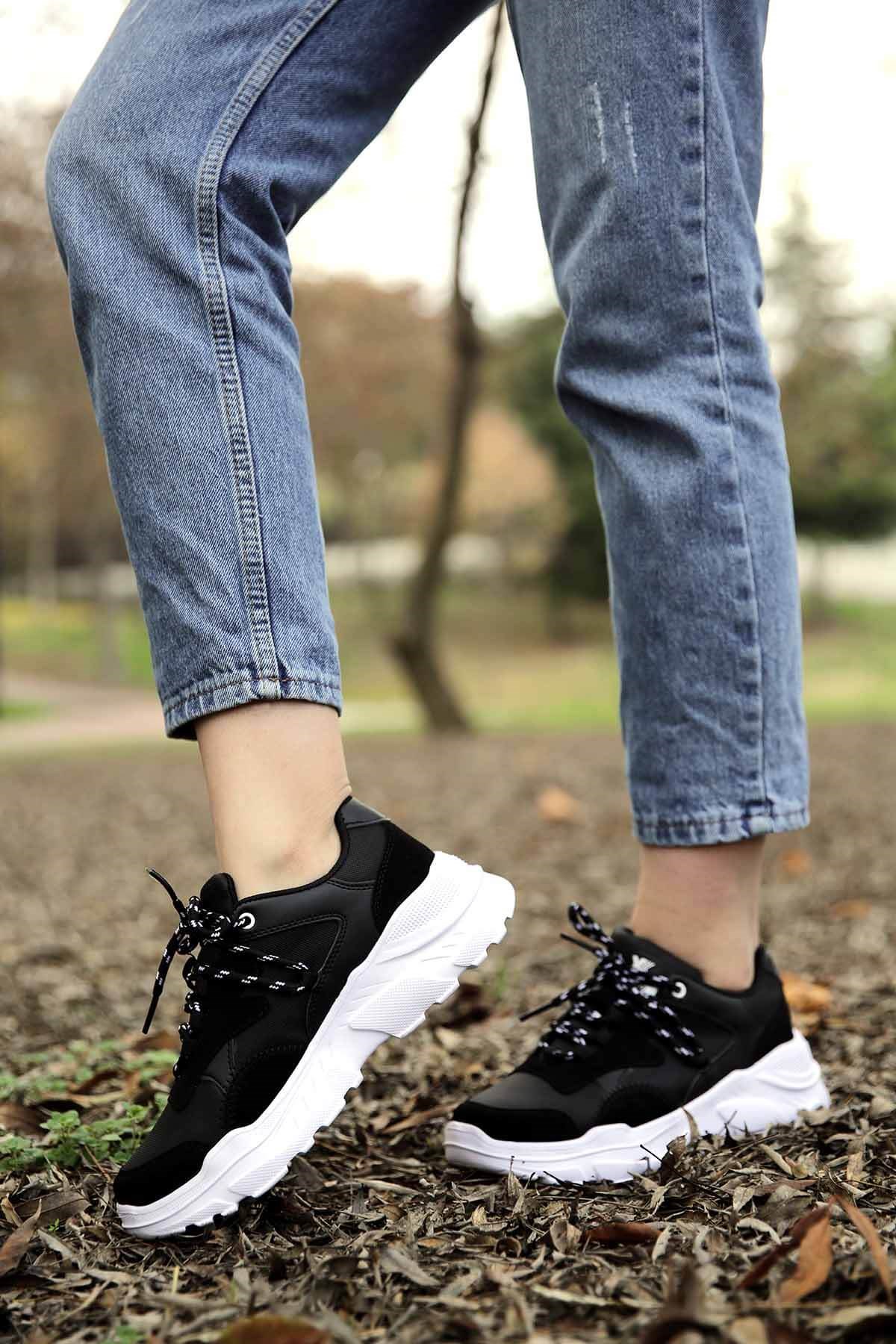 Bayan Spor Ayakkabı  - R375 SİYAH BEYAZ