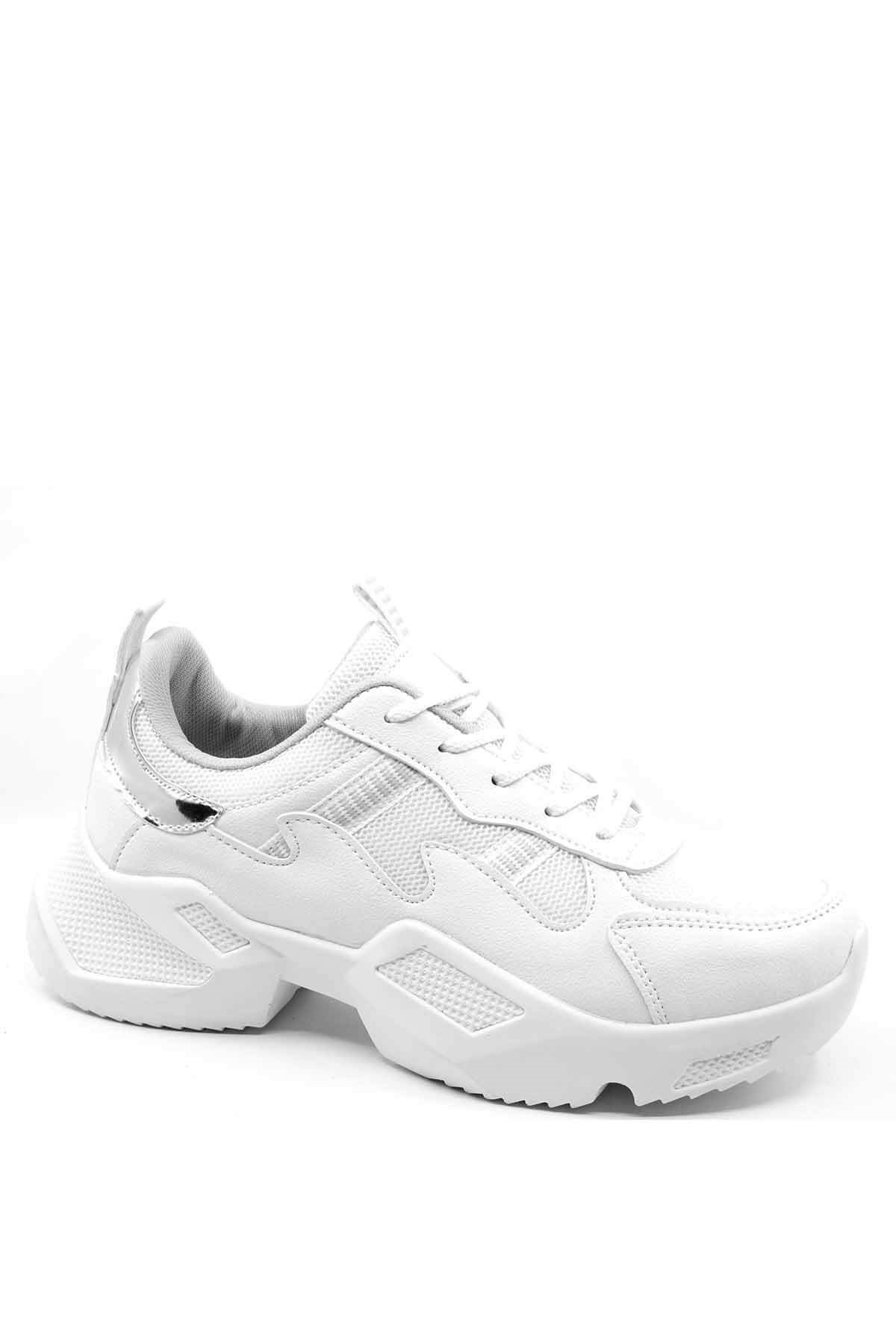 Bayan Spor Ayakkabı  - W3088 BEYAZA GÜMÜŞ