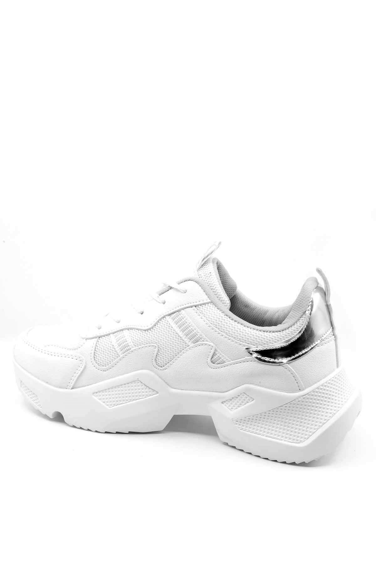 Bayan Spor Ayakkabı  - W3088 BEYAZA GÜMÜŞ