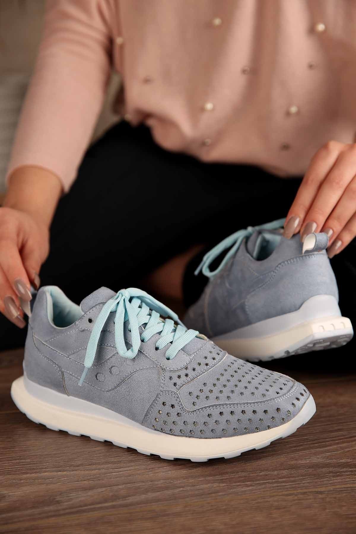 Bayan Spor Ayakkabı - 3151-104 BEBE MAVİ SÜET