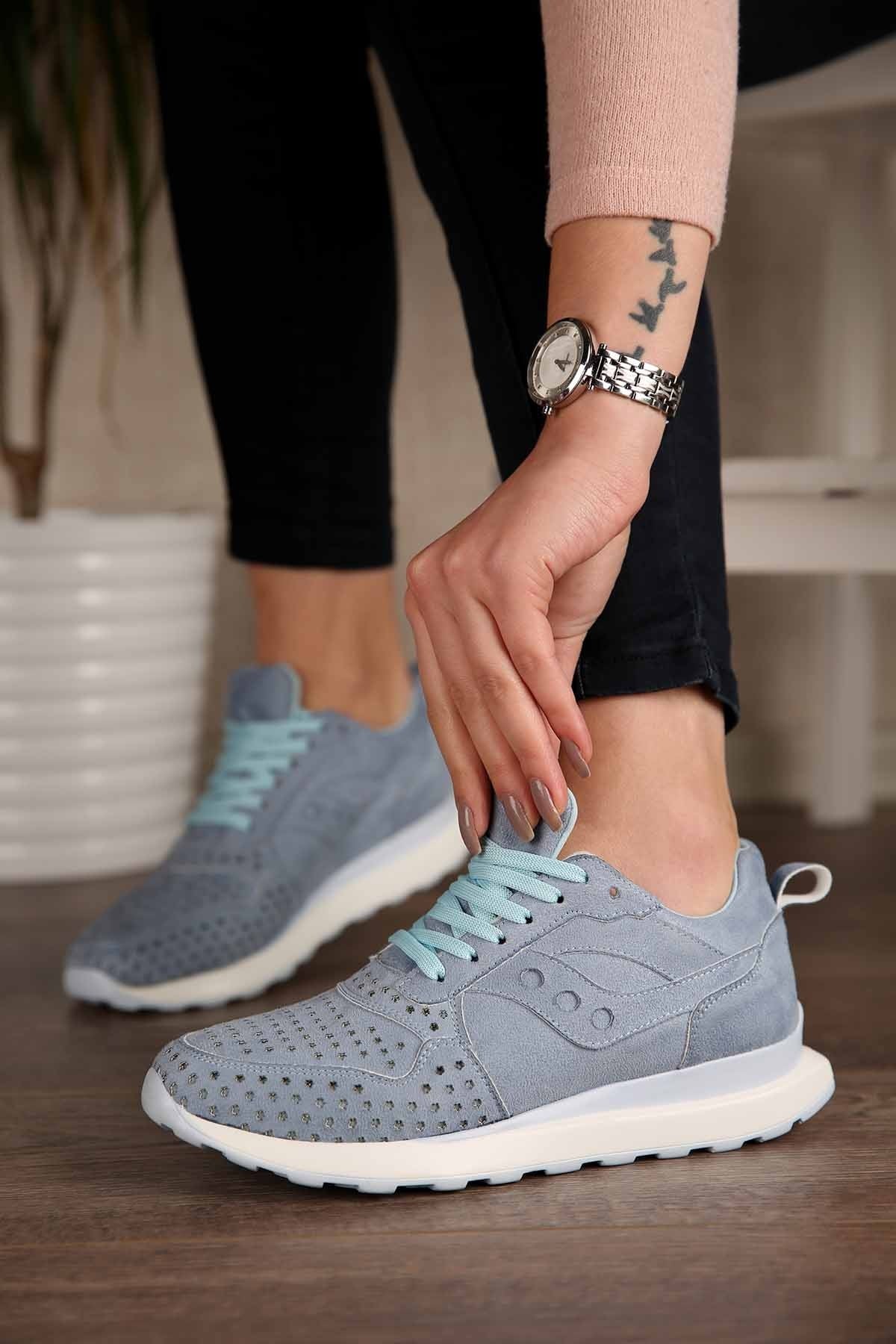 Bayan Spor Ayakkabı - 3151-104 BEBE MAVİ SÜET