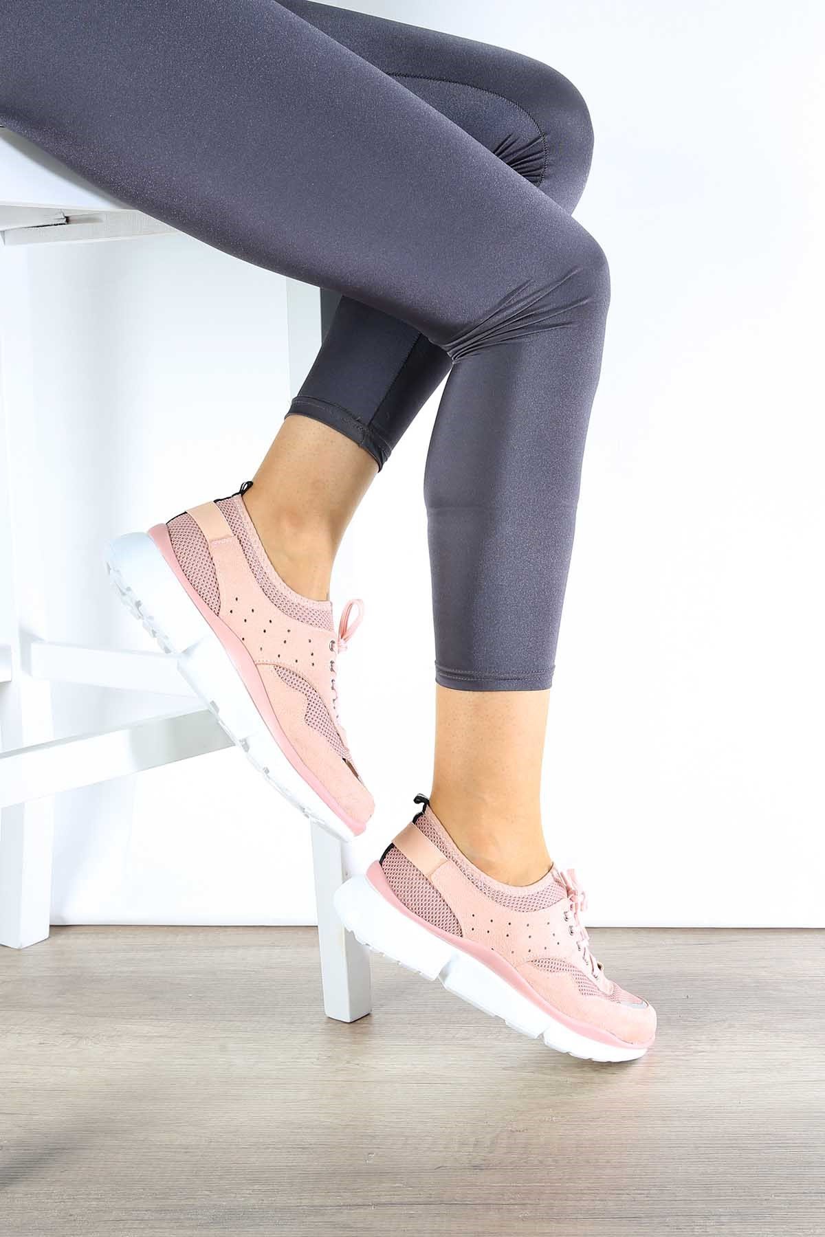 Bayan Spor Ayakkabı - 3653 PUDRA SÜET