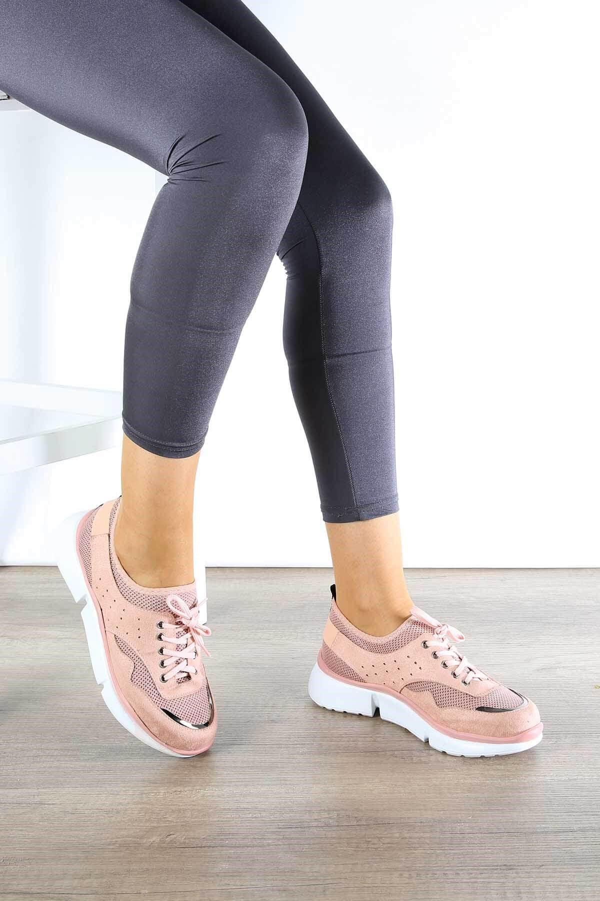 Bayan Spor Ayakkabı - 3653 PUDRA SÜET