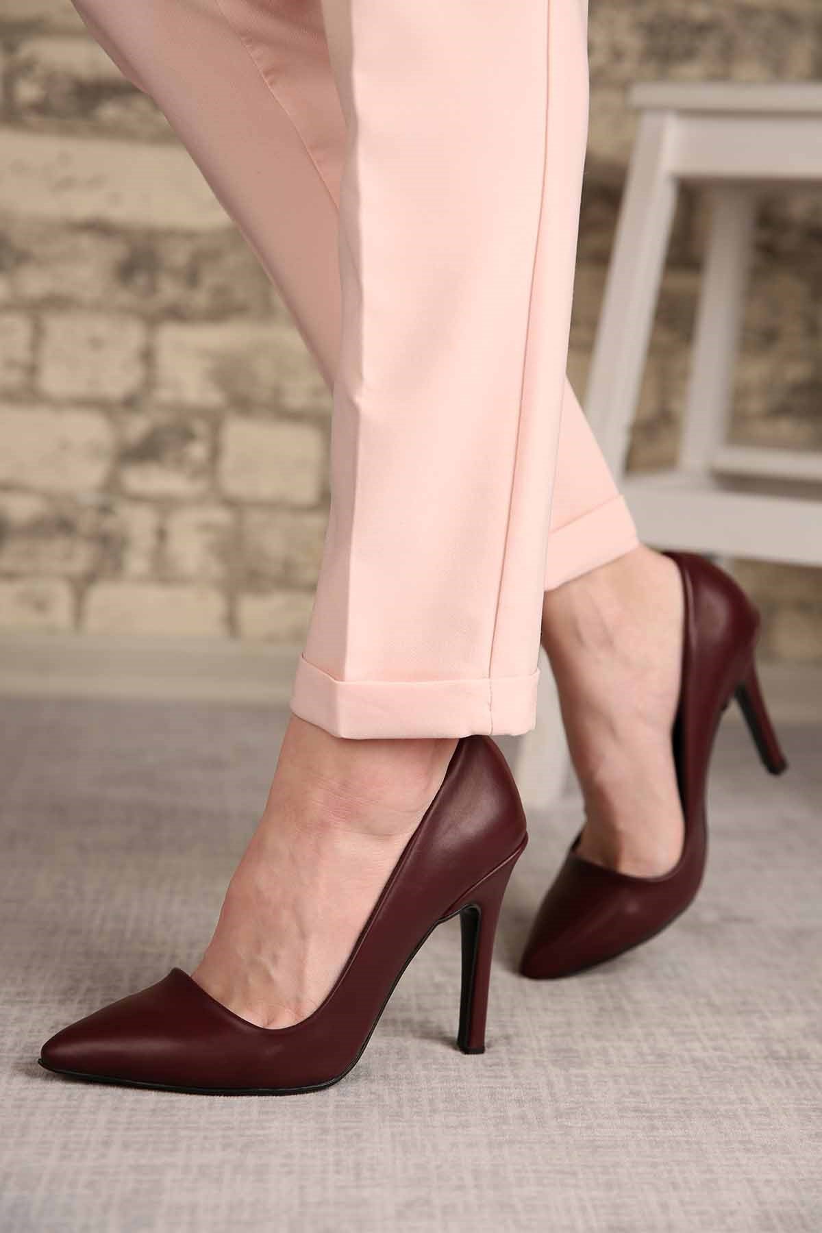 Bayan Stiletto  Ayakkabı BORDO CİLT