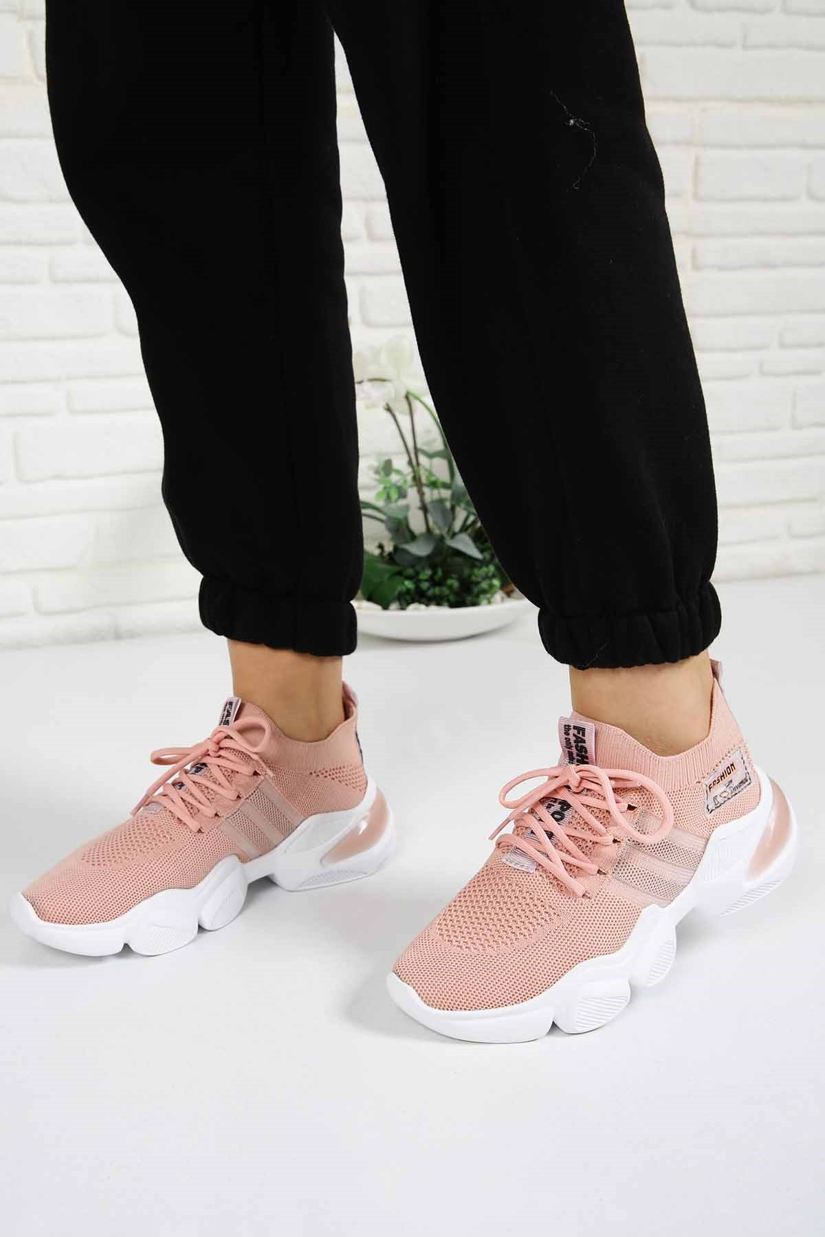 Bayan Triko Spor Ayakkabı - 6911 PEMBE