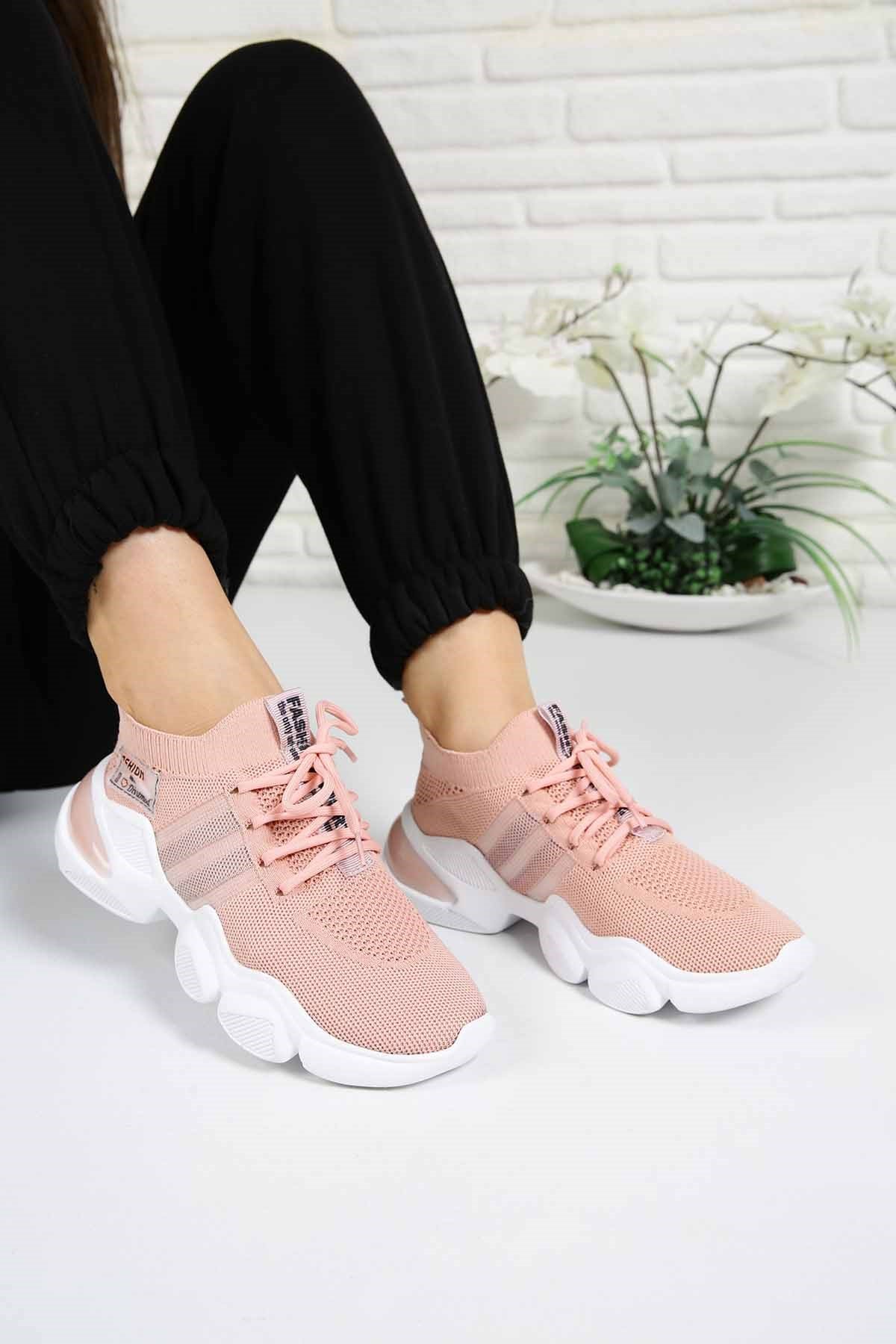 Bayan Triko Spor Ayakkabı - 6911 PEMBE