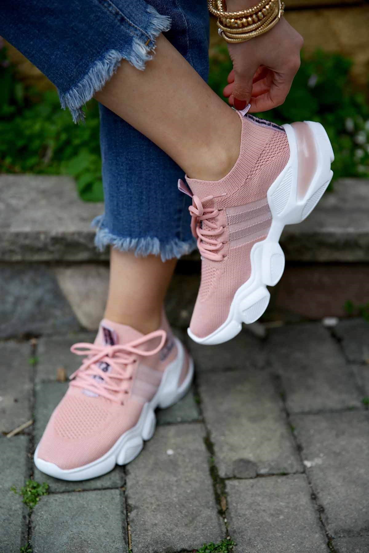 Bayan Triko Spor Ayakkabı - 6911 PEMBE